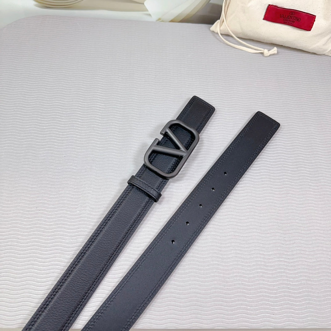Vlogo Edition Belt 34mm Black Calfskin Black Buckle
