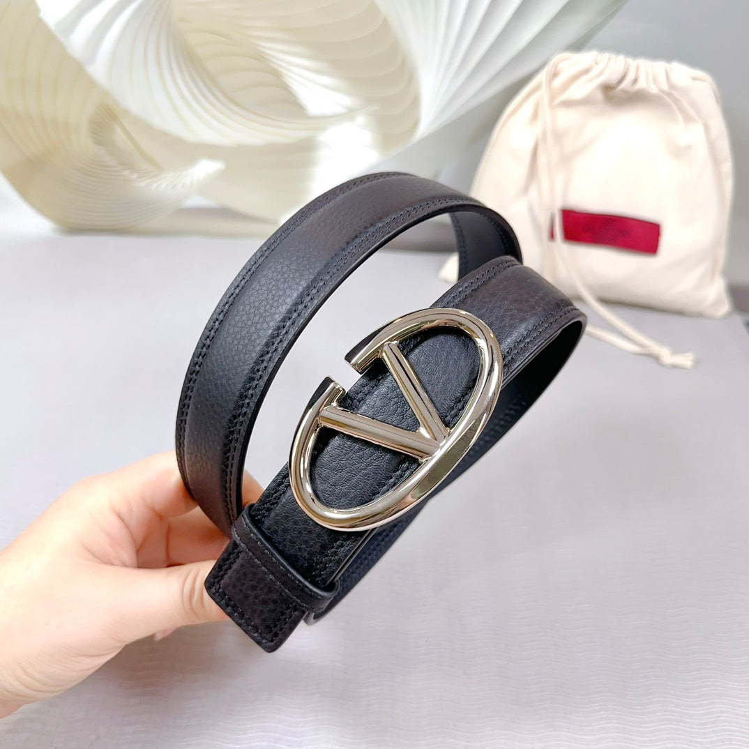 The Bold Edition Belt 34mm Black Calfskin Silver Buckle