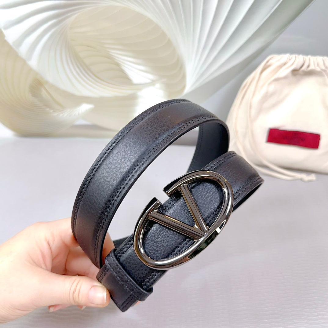 The Bold Edition Belt 34mm Black Calfskin Silver Buckle