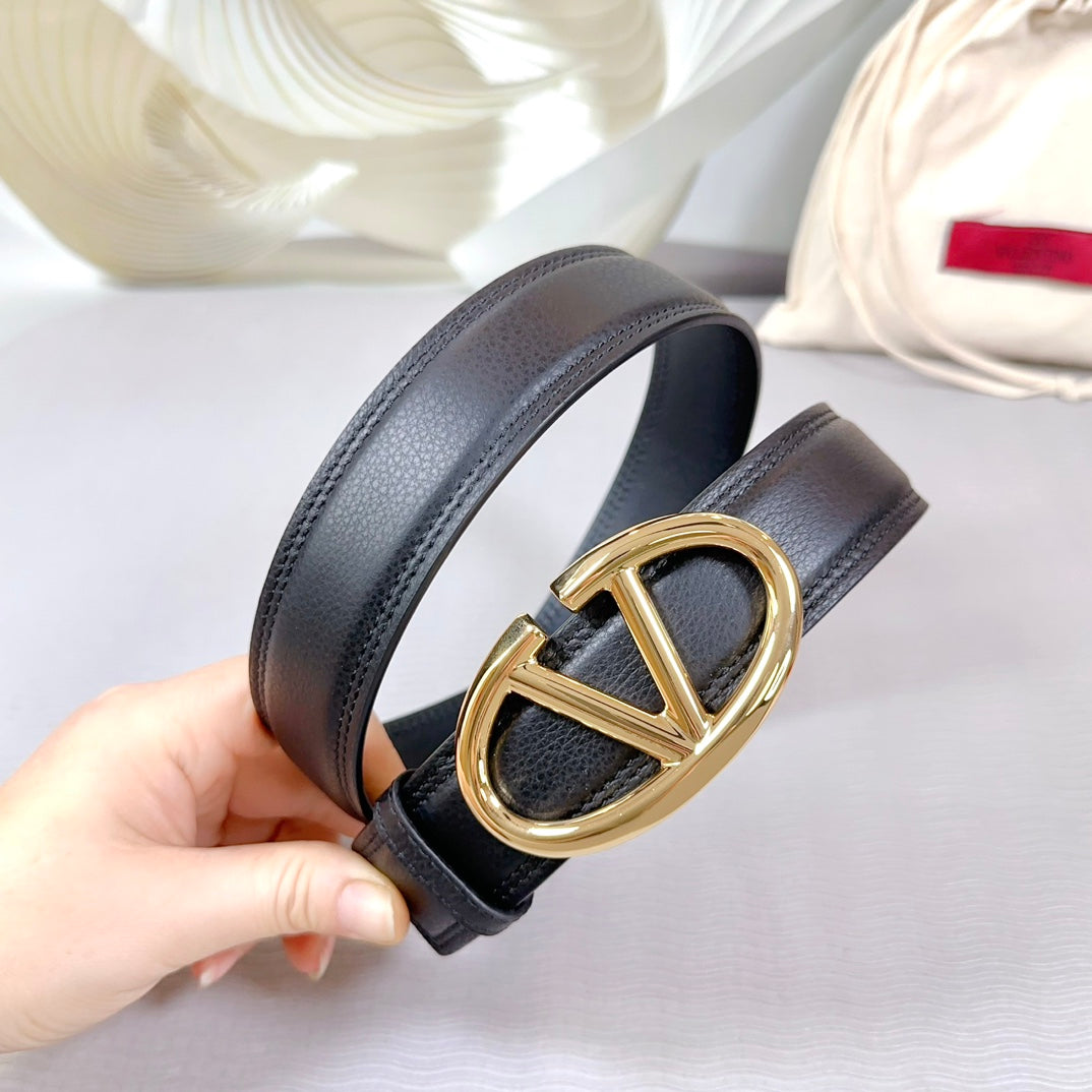 The Bold Edition Belt 34mm Black Calfskin Gold Buckle