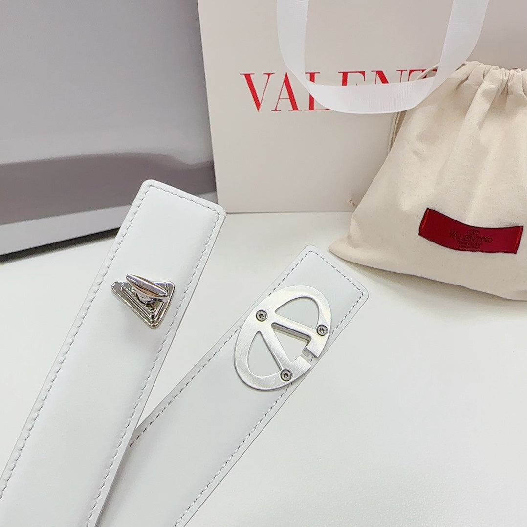 The Bold Edition Belt 30mm White Calfskin Silver Buckle