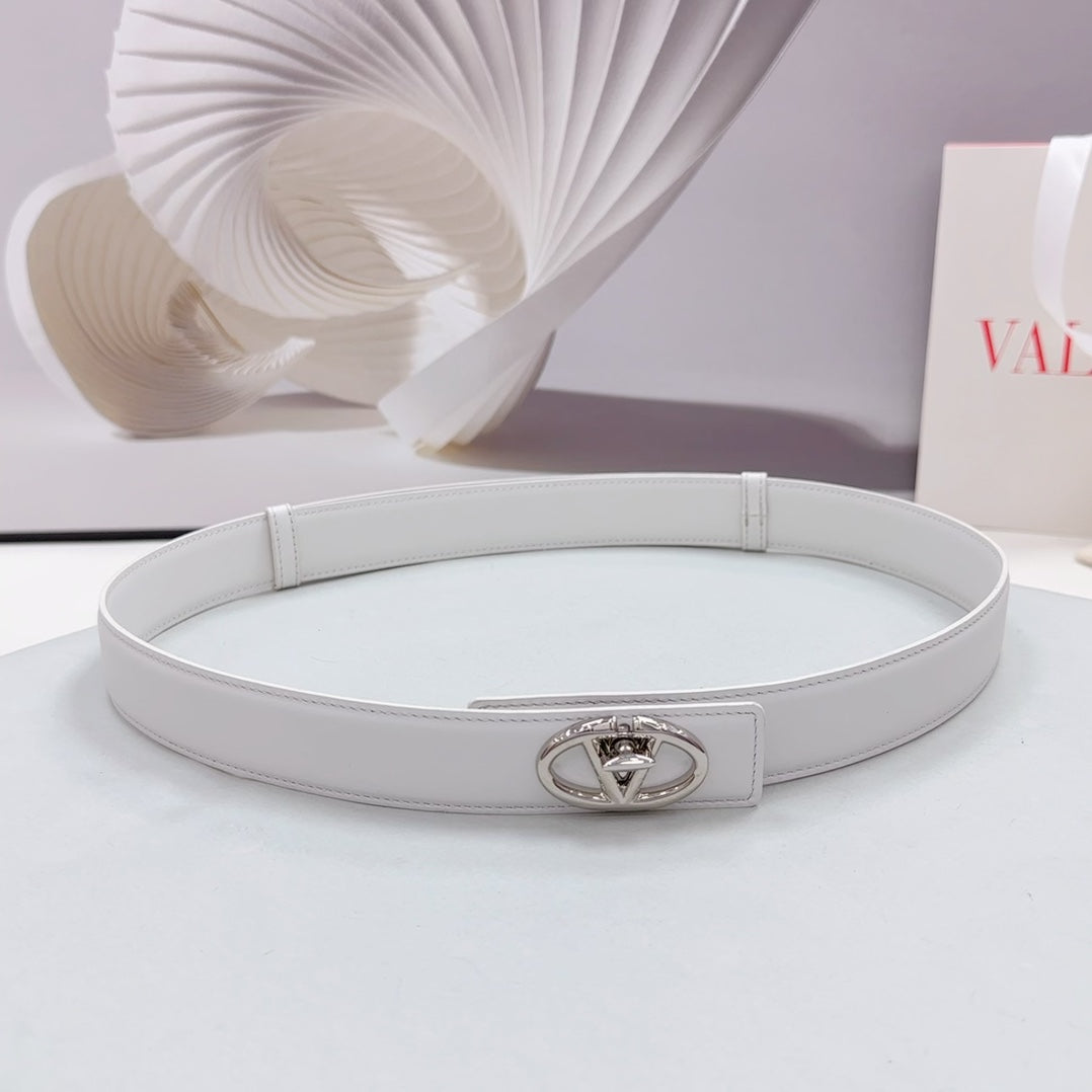 The Bold Edition Belt 30mm White Calfskin Silver Buckle