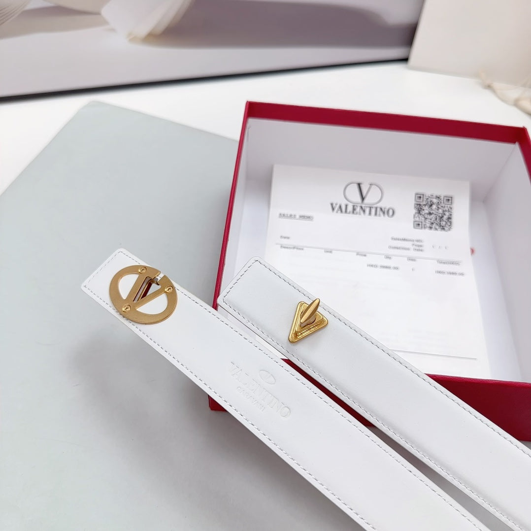 The Bold Edition Belt 30mm White Calfskin Gold Buckle