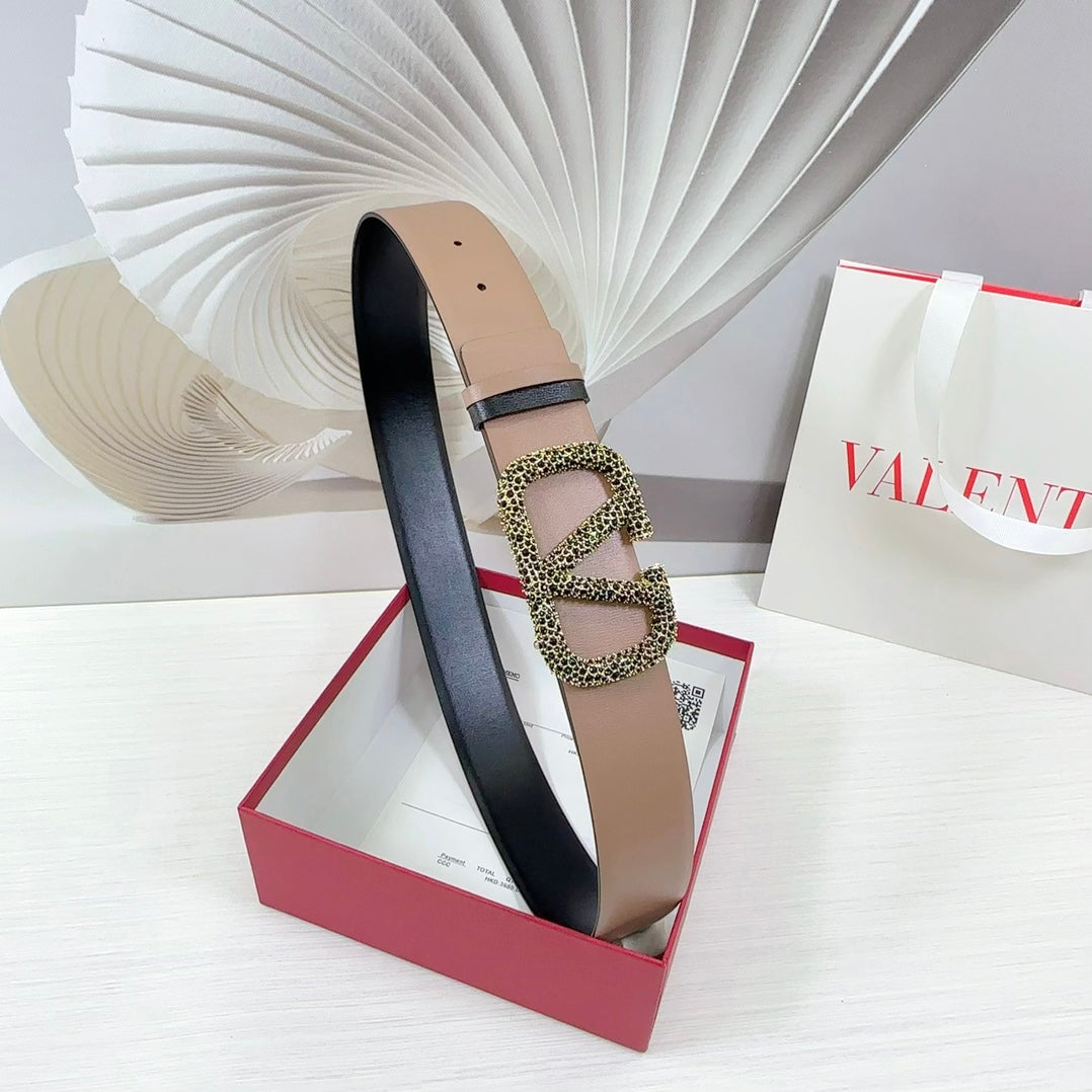 VLOGO SIGNATURE REVERSIBLE BELT 40MM ROSE BLACK GOLD CALFSKIN GOLD BLACK BUCKLE