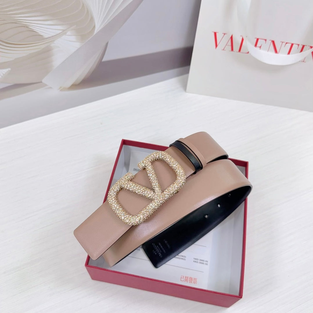 VLOGO SIGNATURE REVERSIBLE BELT 40MM ROSE BLACK GOLD CALFSKIN LIGHT GOLD BUCKLE