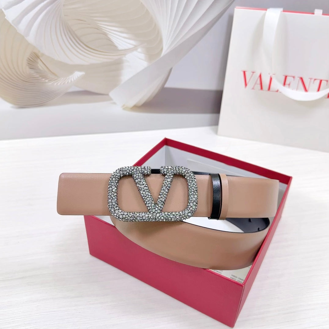 VLOGO SIGNATURE REVERSIBLE BELT 40MM ROSE BLACK CALFSKIN SILVER BUCKLE