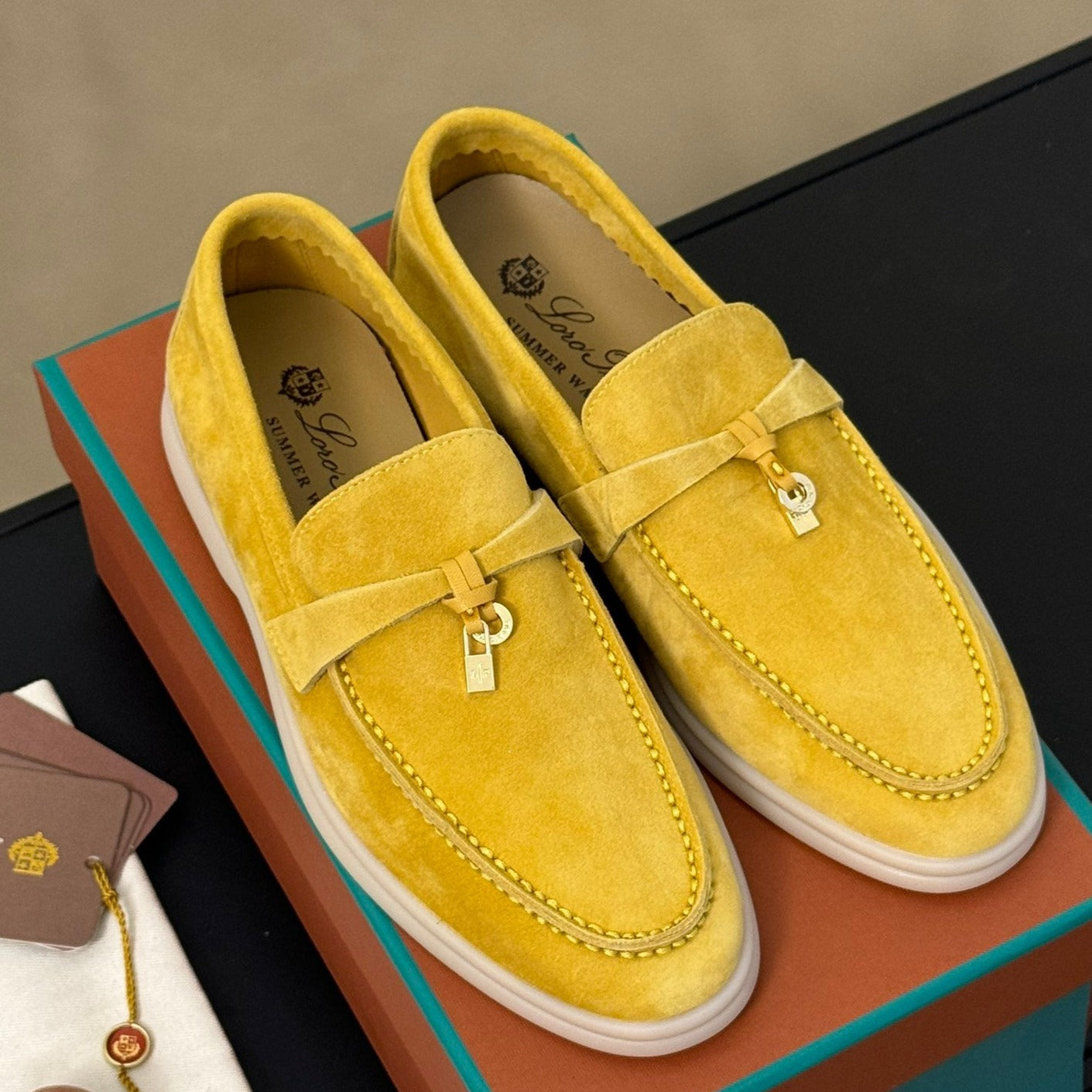 summer charm walk loafer yellow suede
