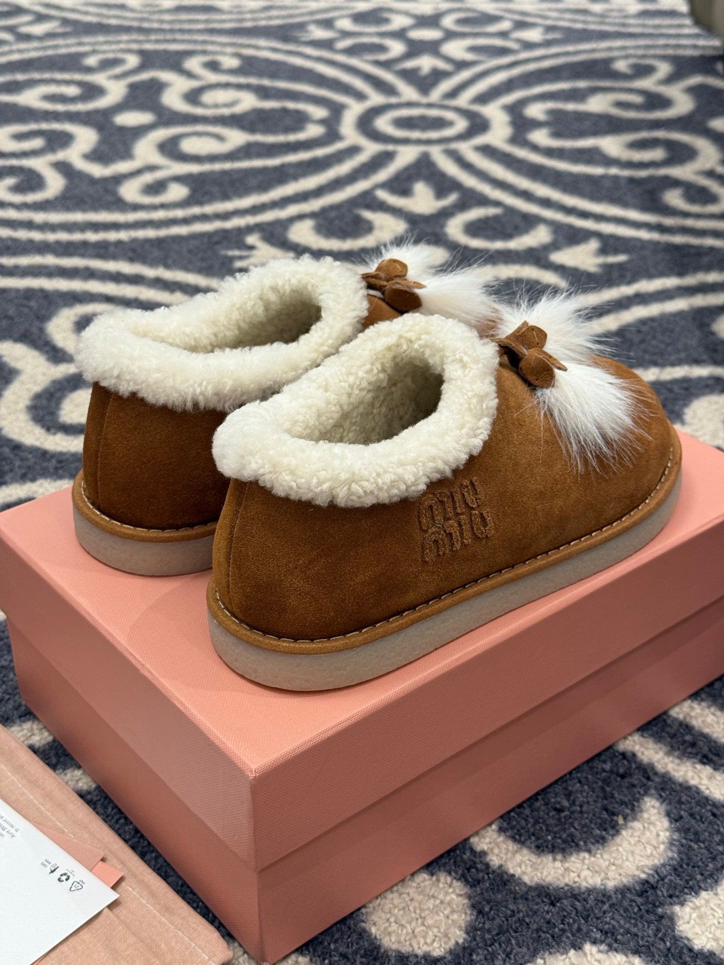 MiuMiu snow boots brown suede wool 521939