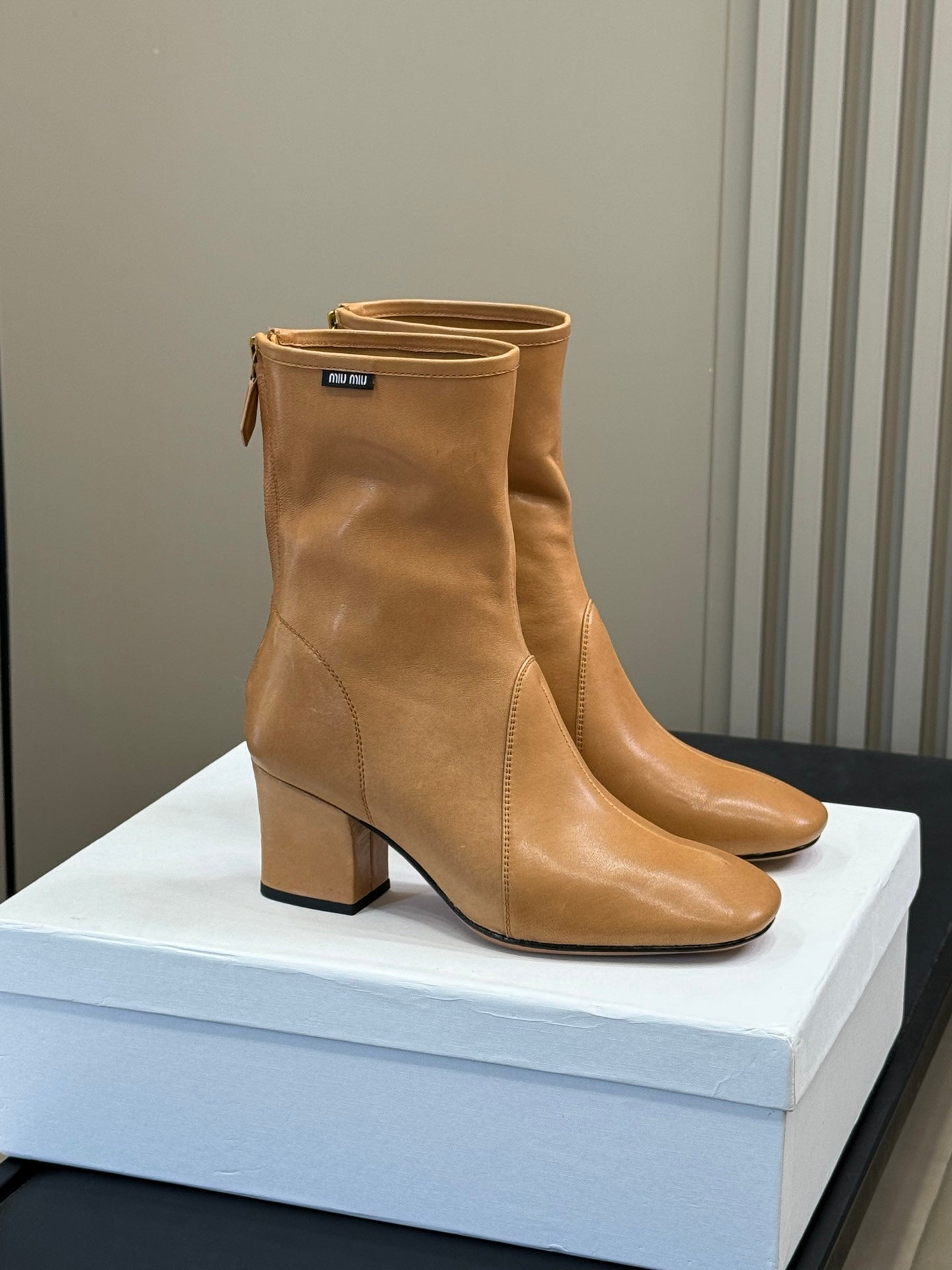 MiuMiu ankle boots caramel yellow cowhide 521945