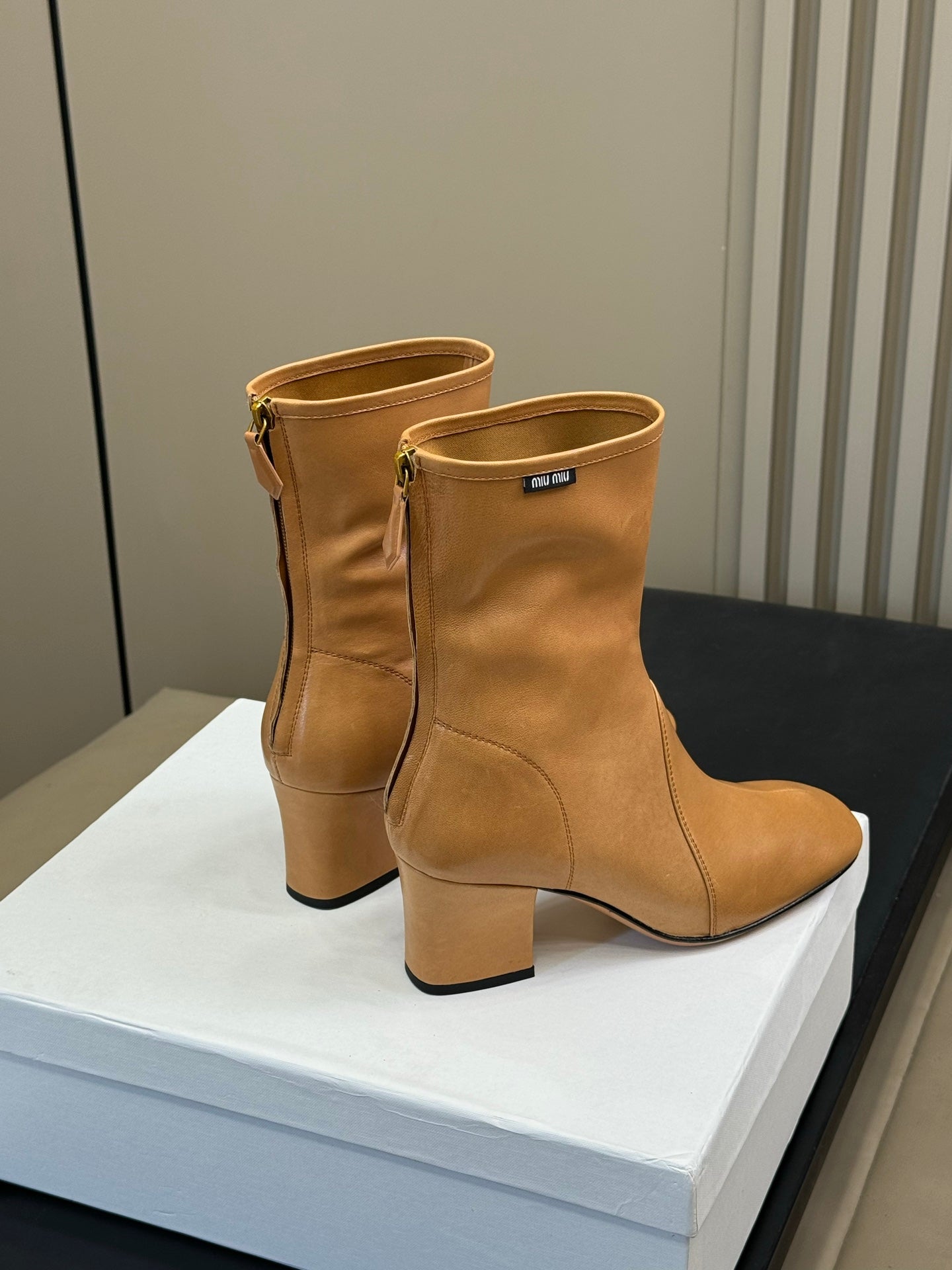 MiuMiu ankle boots caramel yellow cowhide 521945