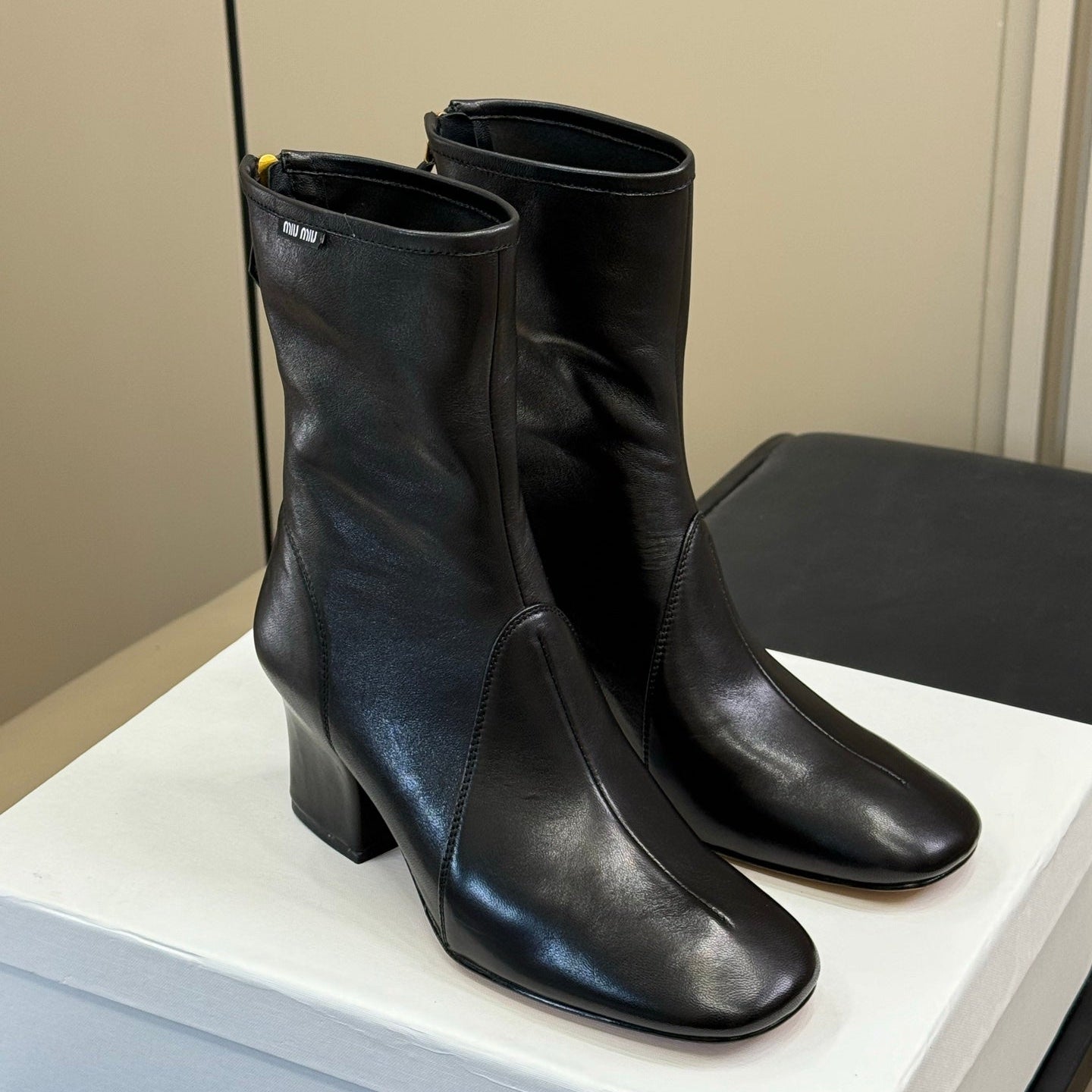 MiuMiu ankle boots black  cowhide 521946