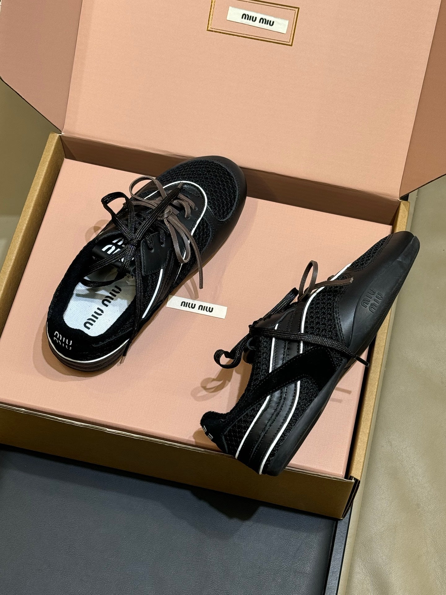 Miu Miu 2026 Tyre Sneaker Black Mesh Leather 621349