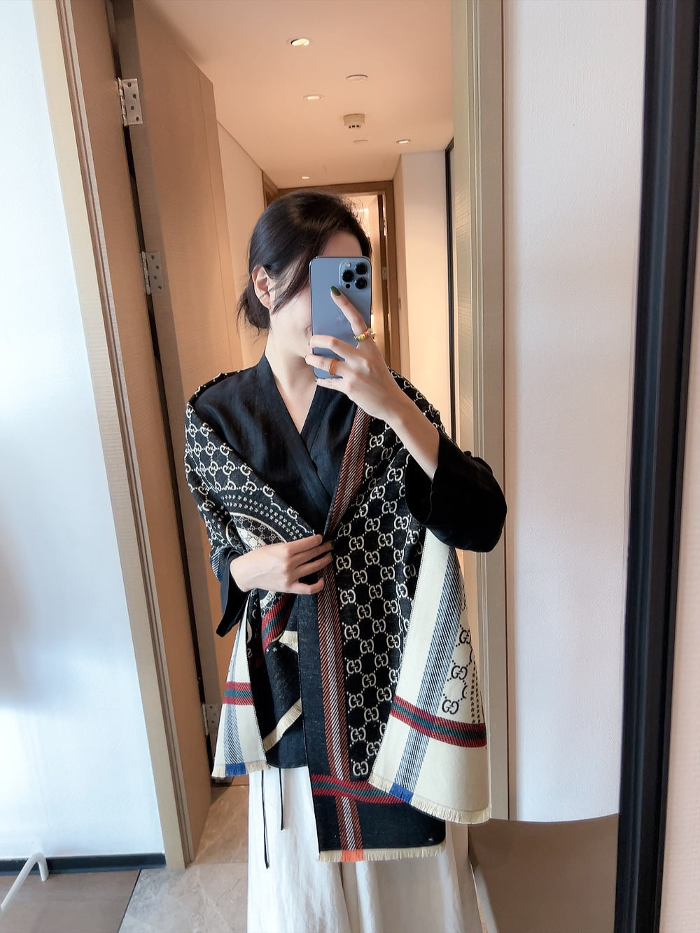 GG Jacquard 180CM Black Cashmere Pattern