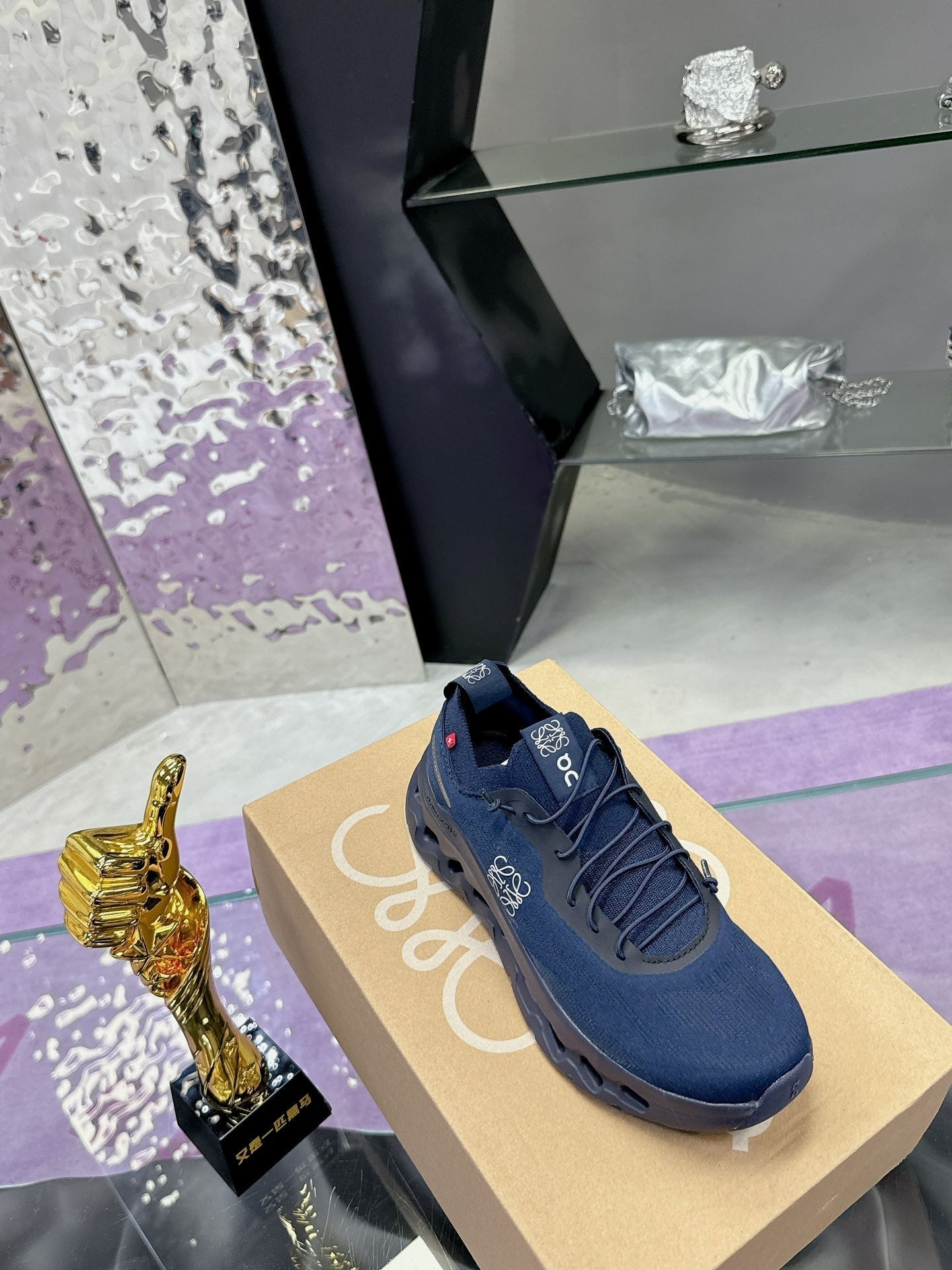 Loewe x On Cloudtilt Sneaker Navy Blue Calfskin