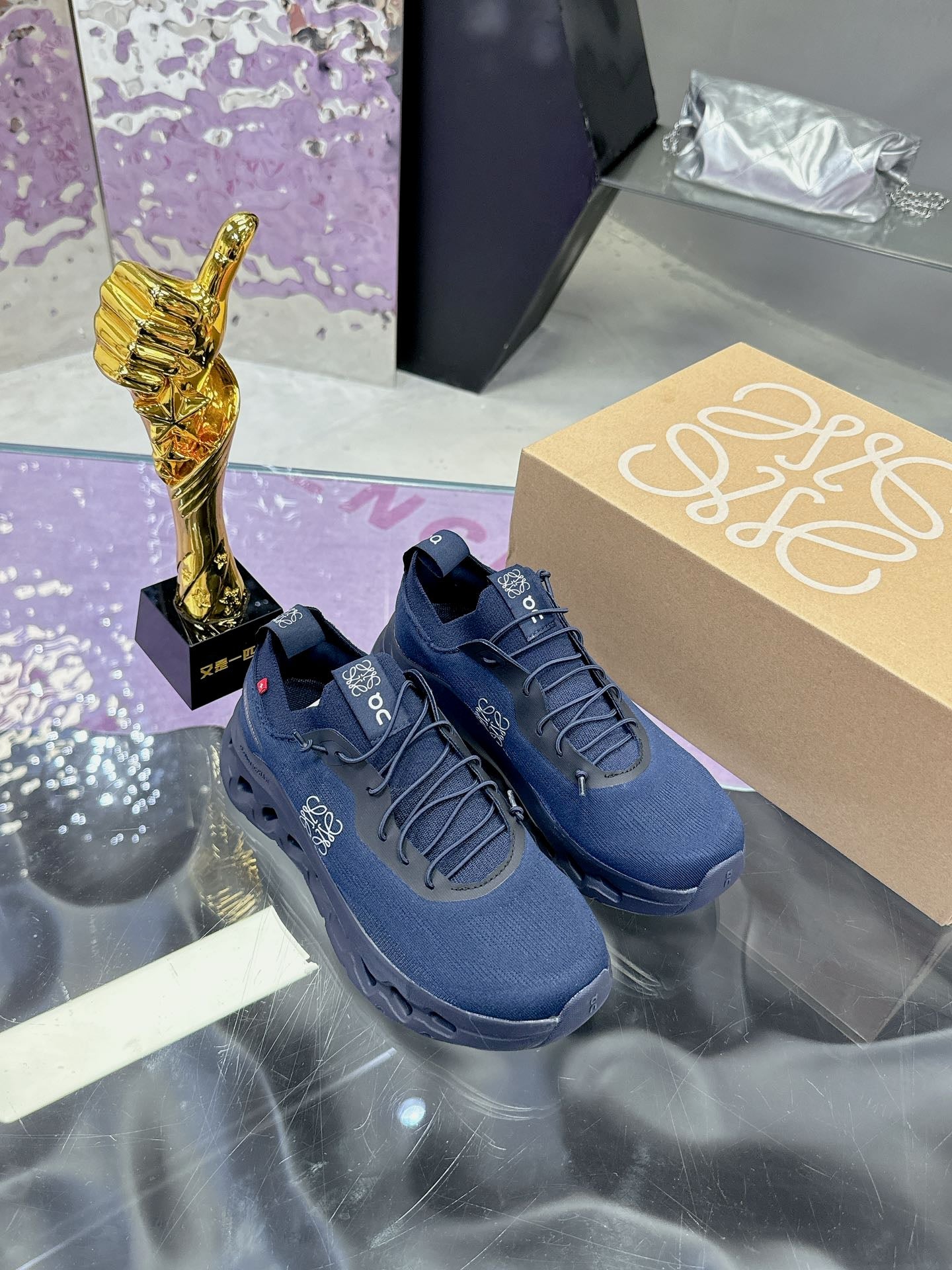 Loewe x On Cloudtilt Sneaker Navy Blue Calfskin