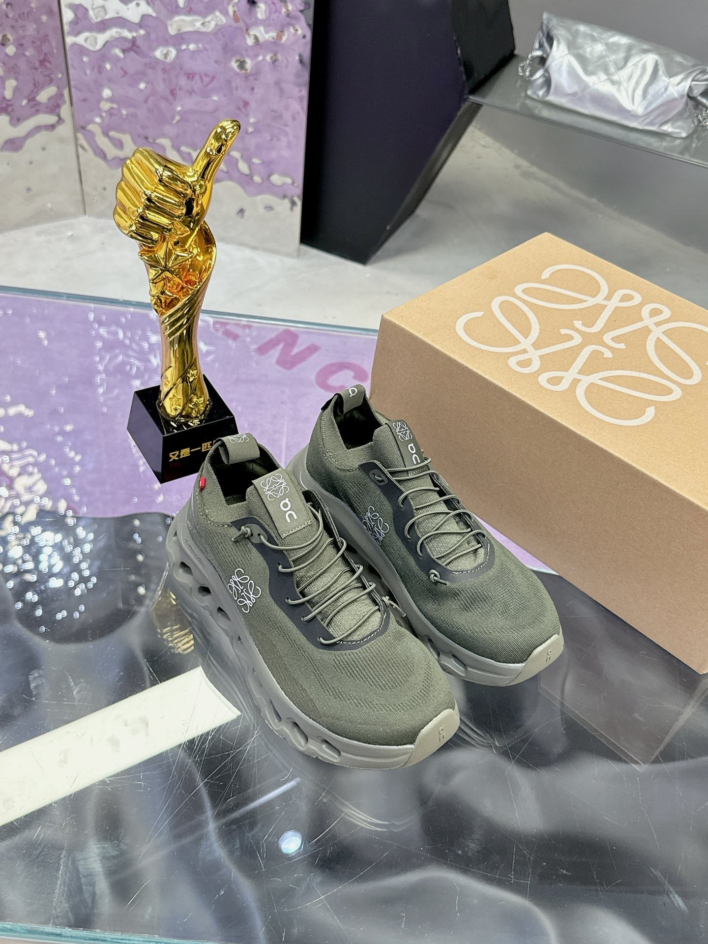 Loewe x On Cloudtilt Sneaker Moss Green Calfskin