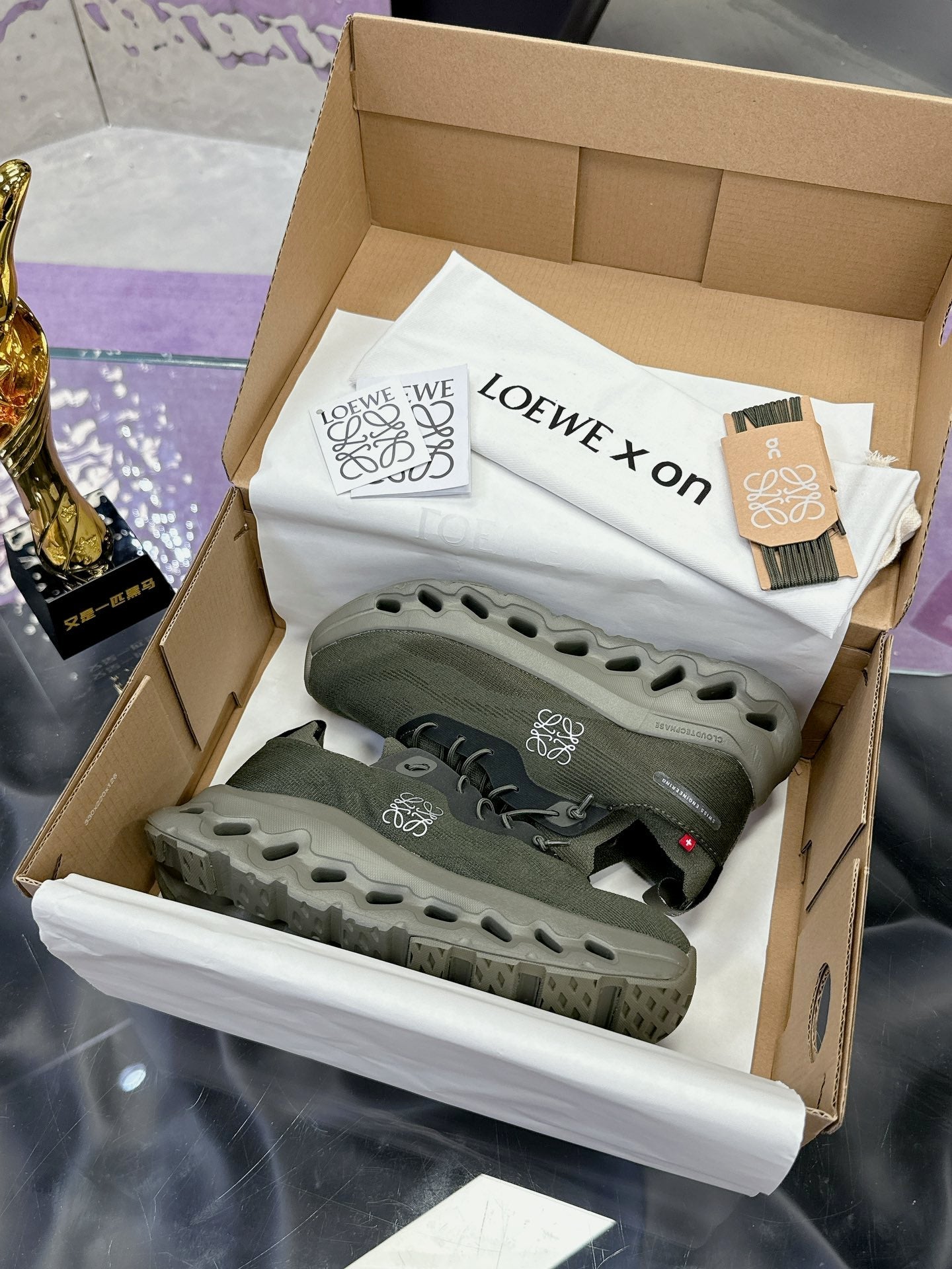 Loewe x On Cloudtilt Sneaker Moss Green Calfskin