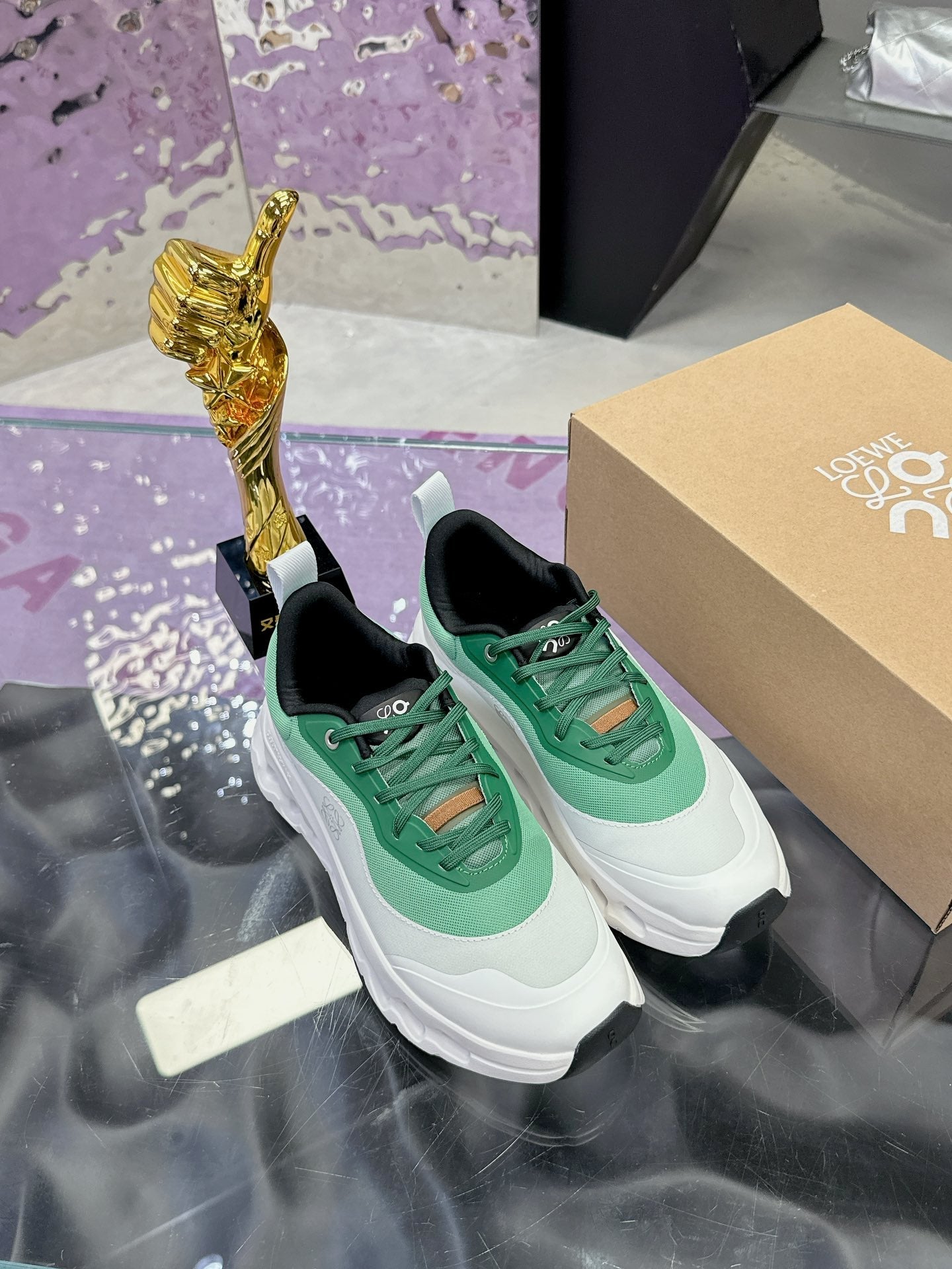 Loewe x Running Cloudtilt2.0 Sneaker White Green Calfskin
