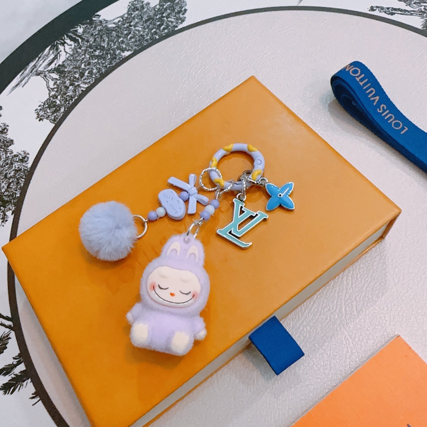 LV Purple Labubu Plush Toy Bag Charm