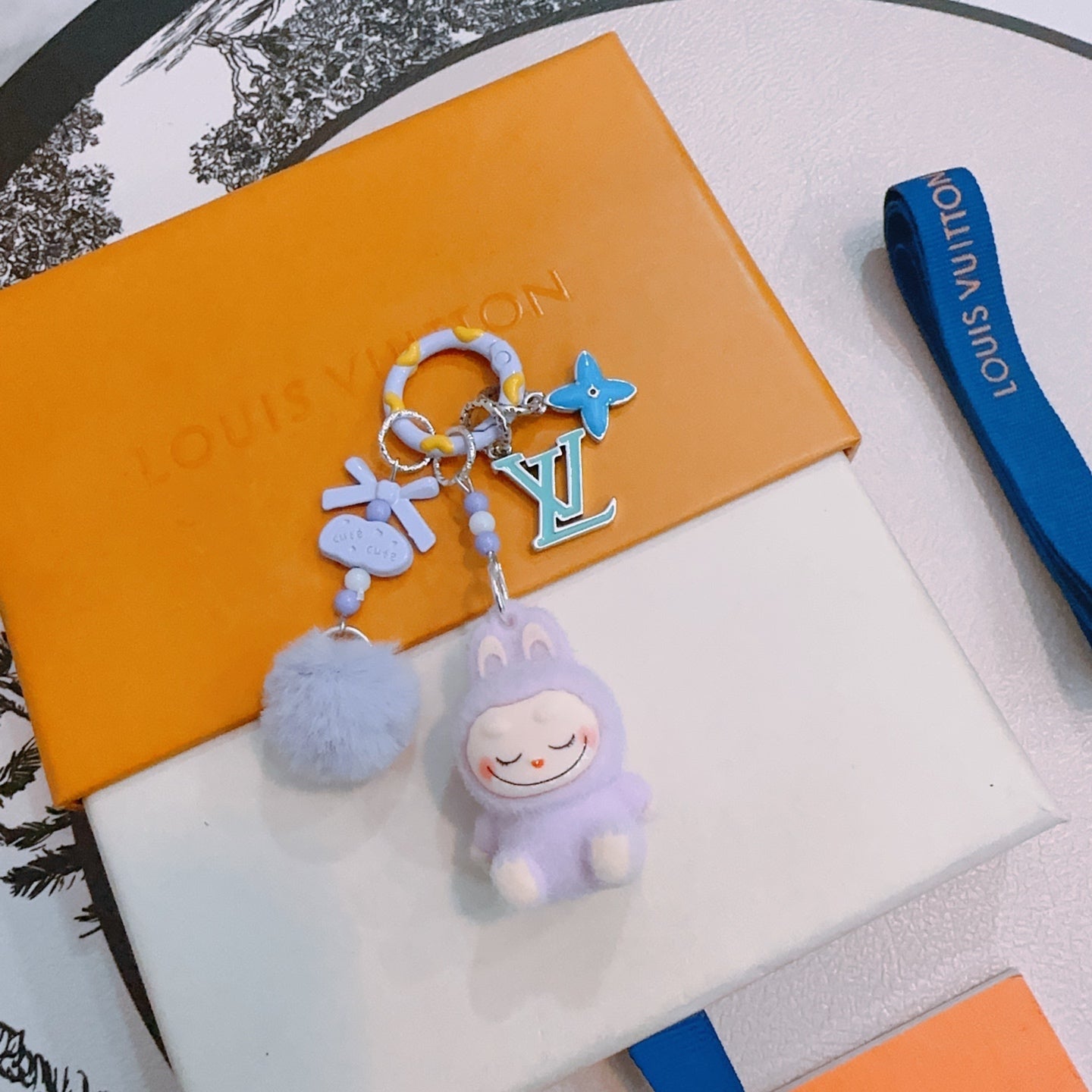 LV Purple Labubu Plush Toy Bag Charm