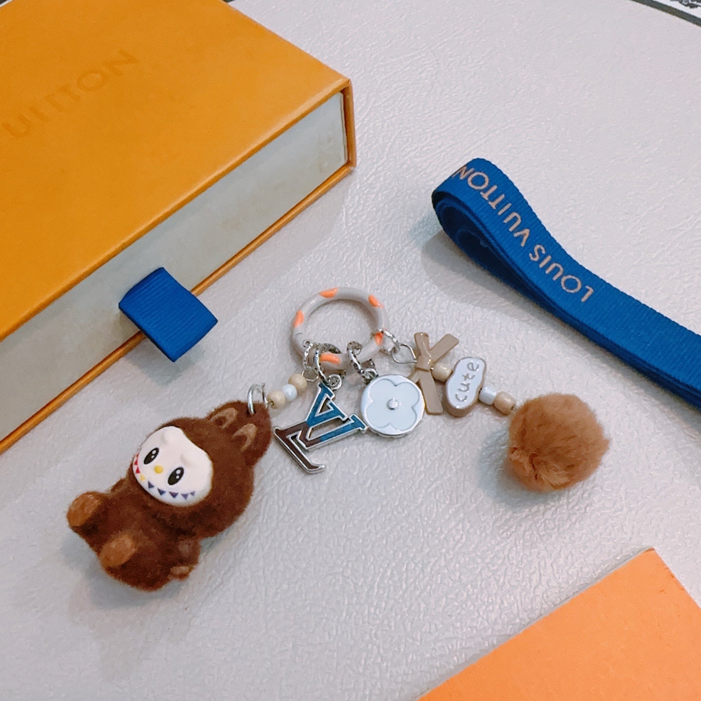 LV Brown Labubu Plush Toy Bag Charm