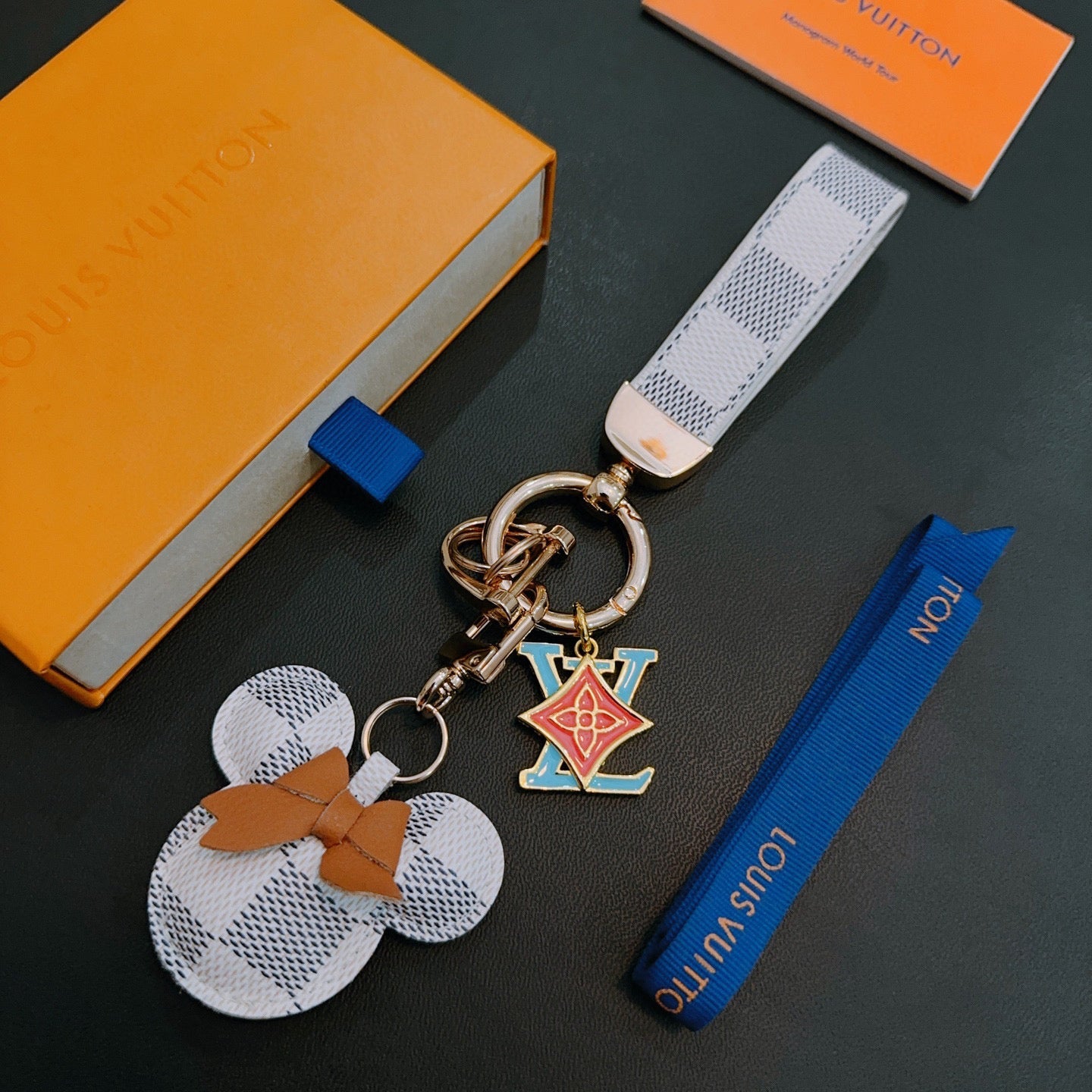 LV White Gray Mickey Mouse Charm