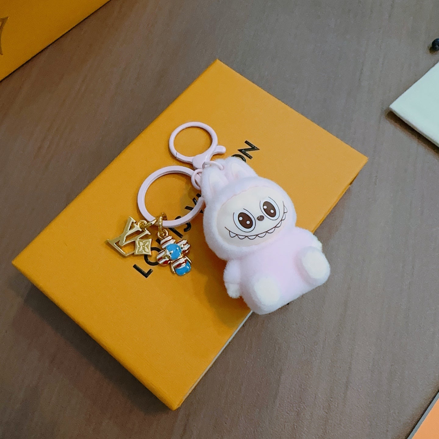 LV Pink Labubu Plush Toy Bag Charm