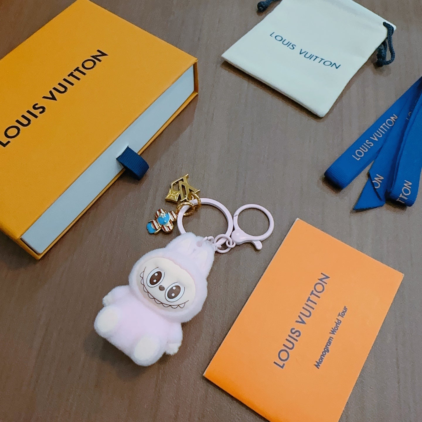 LV Pink Labubu Plush Toy Bag Charm