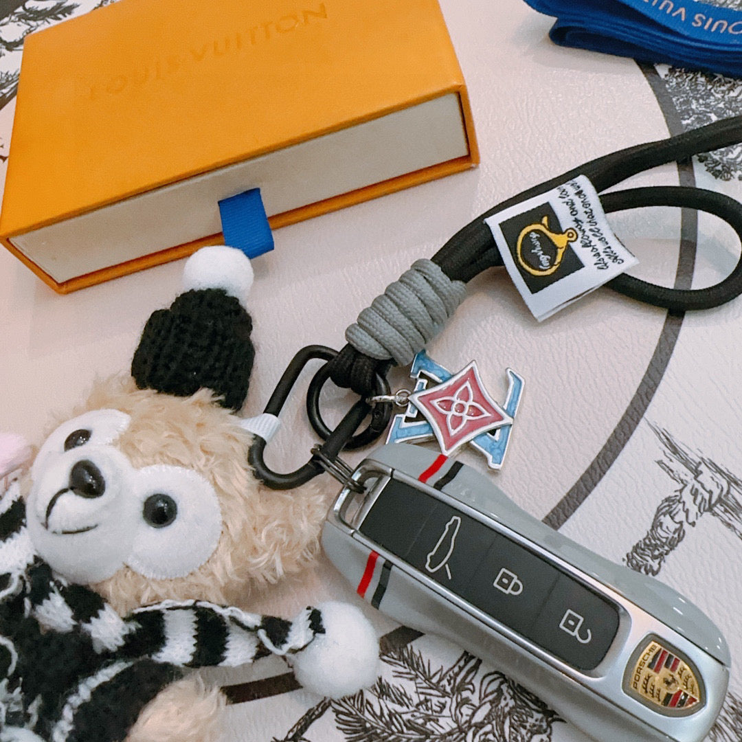 LV Disney Duffy Bear Plush Bag Black mix Colors Charm