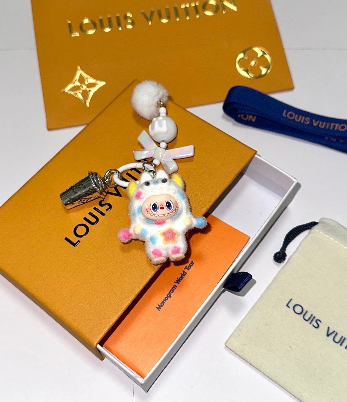LV White Pop Mart Labubu Charm