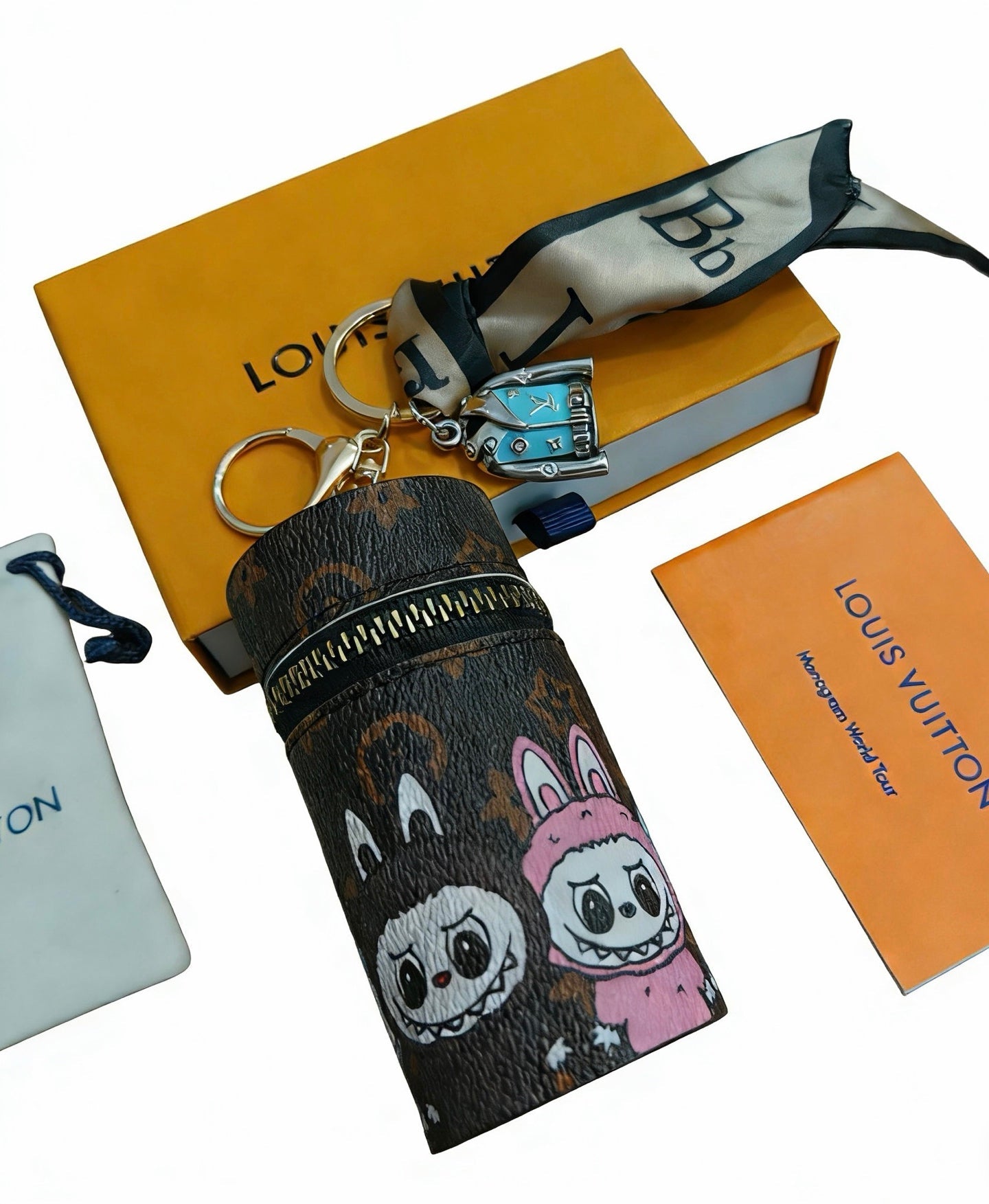 LV Labubu Lipstick Bag Keychain Charm