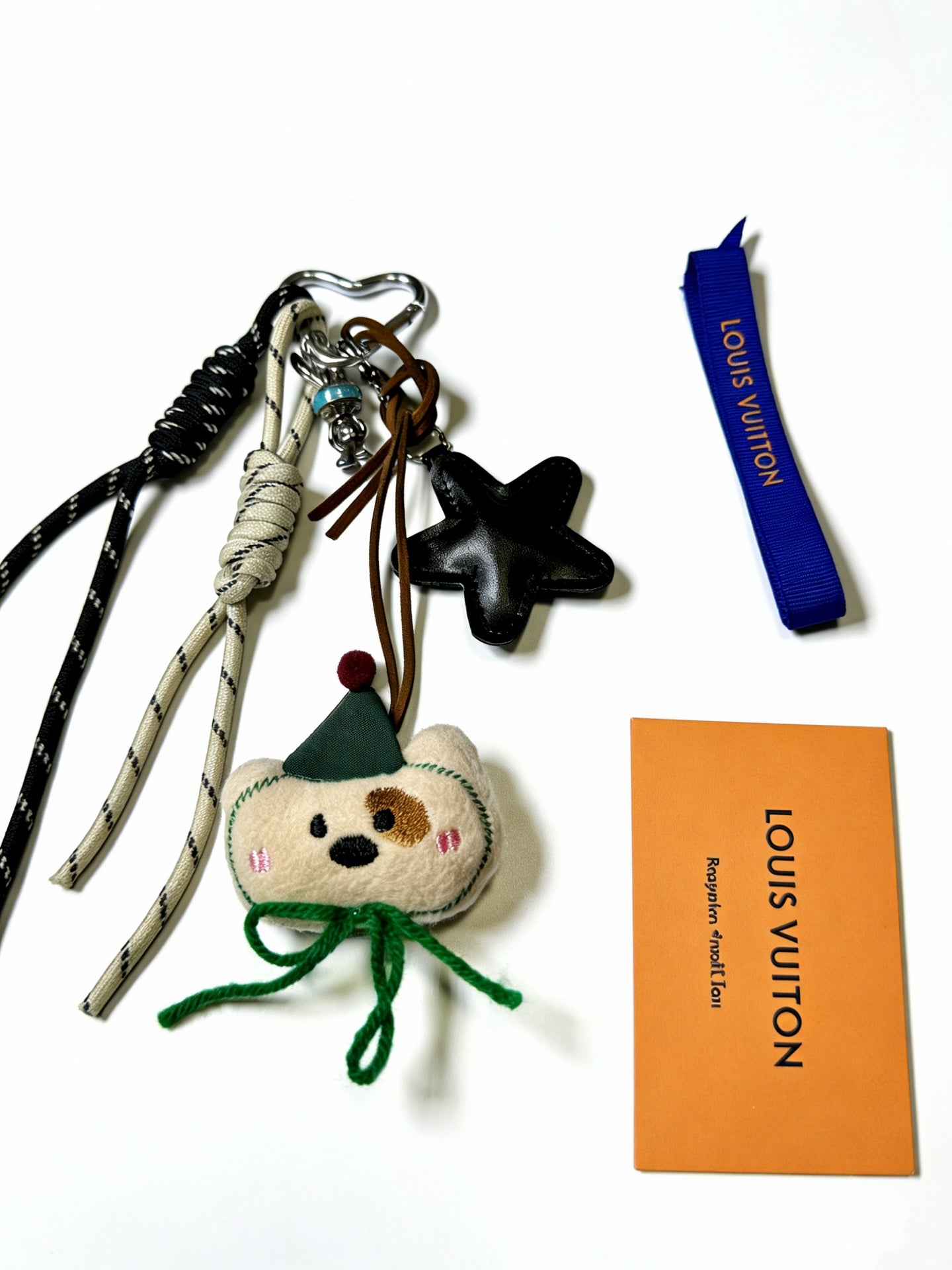 LV Louis Bear Cream Black Bag Charm