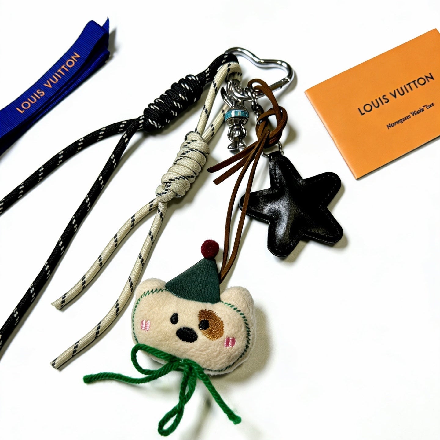 LV Louis Bear Cream Black Bag Charm