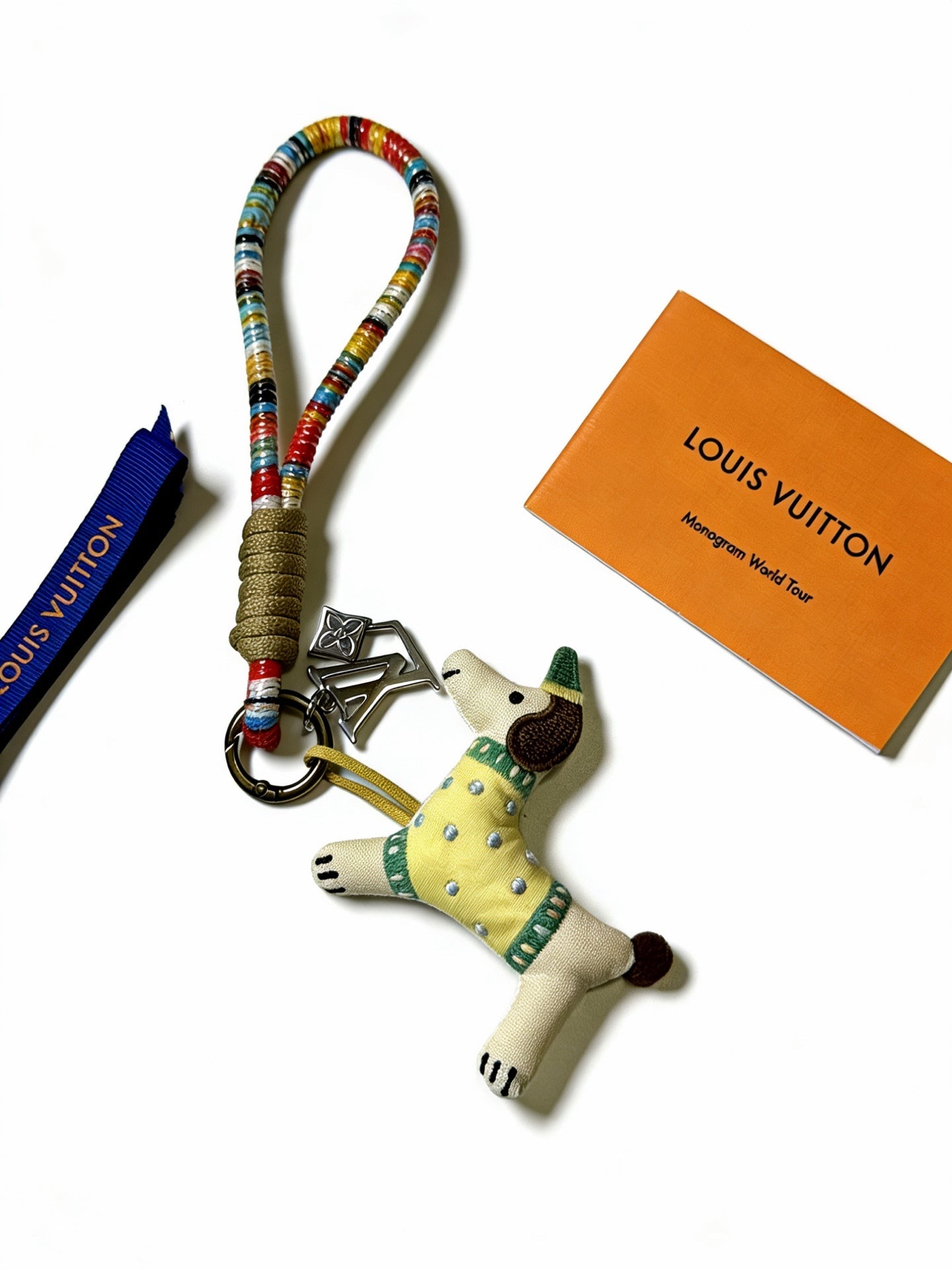 LV Multicolor Dog Key Holder Bag Charm