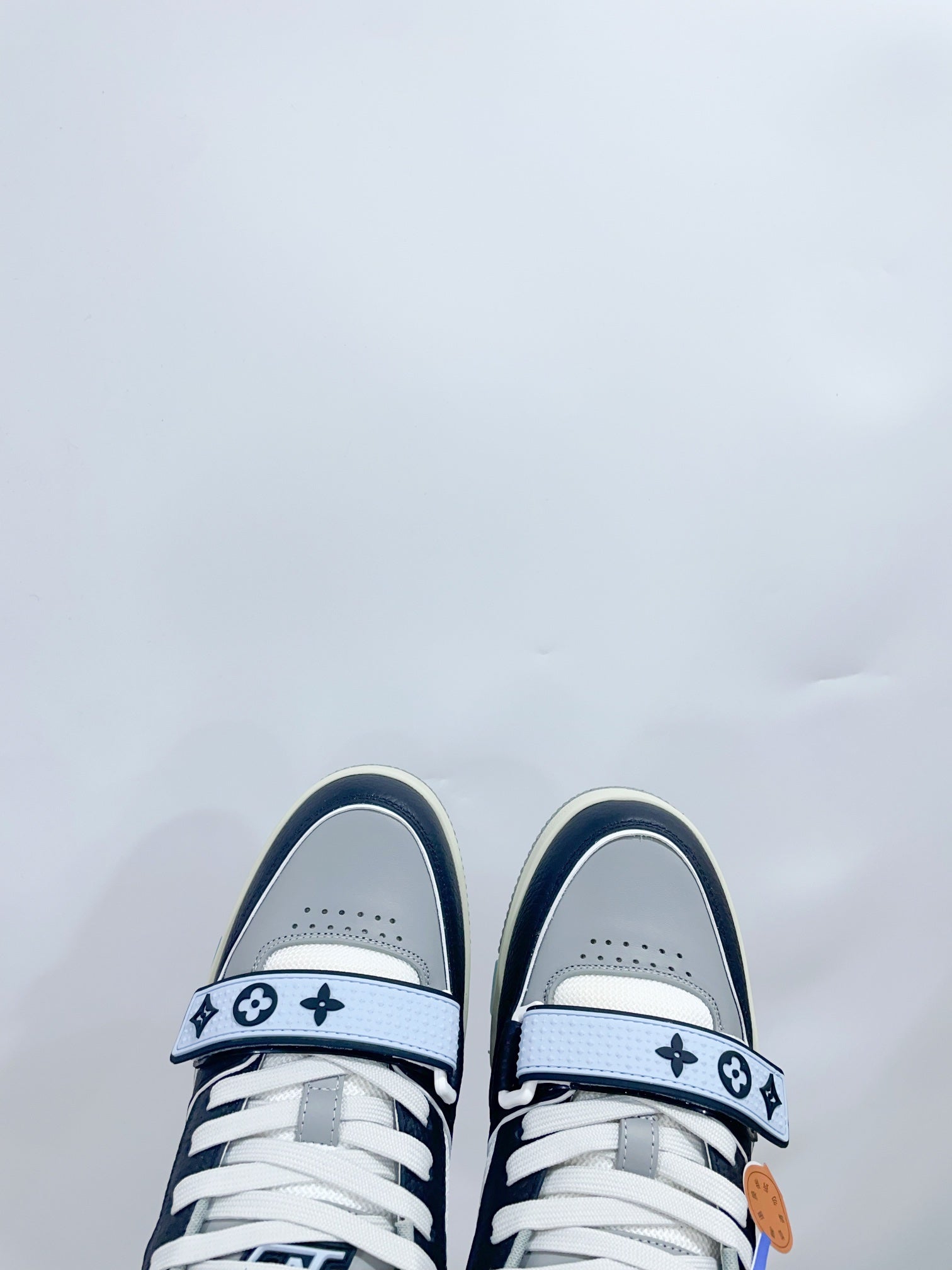 LV Trainer Sneaker Velcro Strap Blue Cowhide