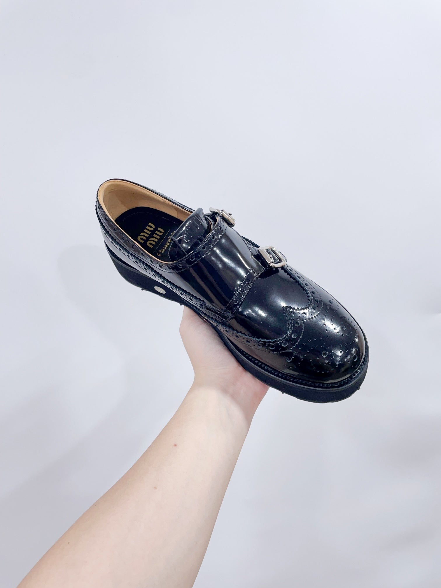 Miu-Church's Lace-Ups Black Glossy Nubuck Leather