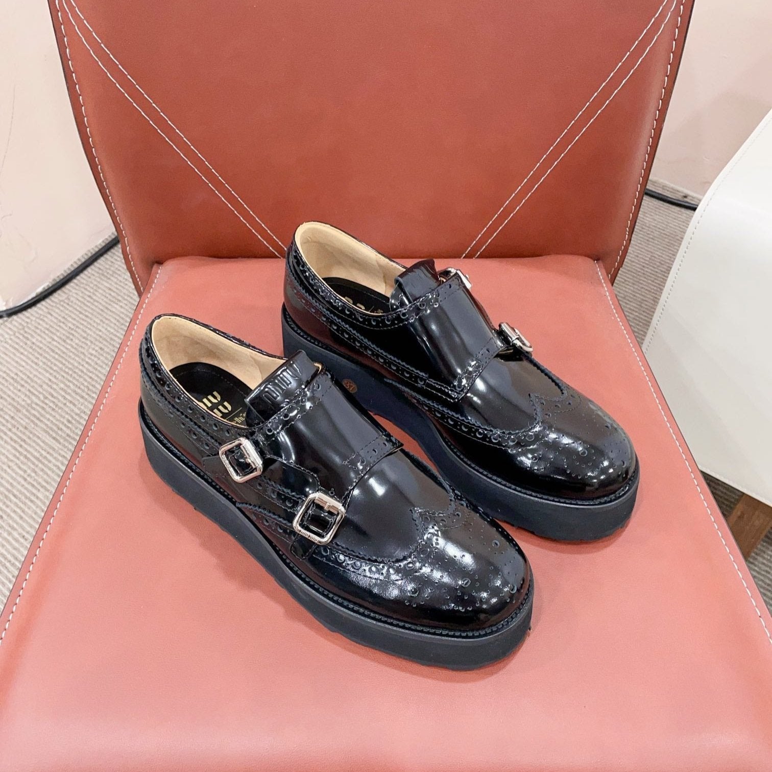 Miu-Church's Loafers Black Glossy Nubuck Leather