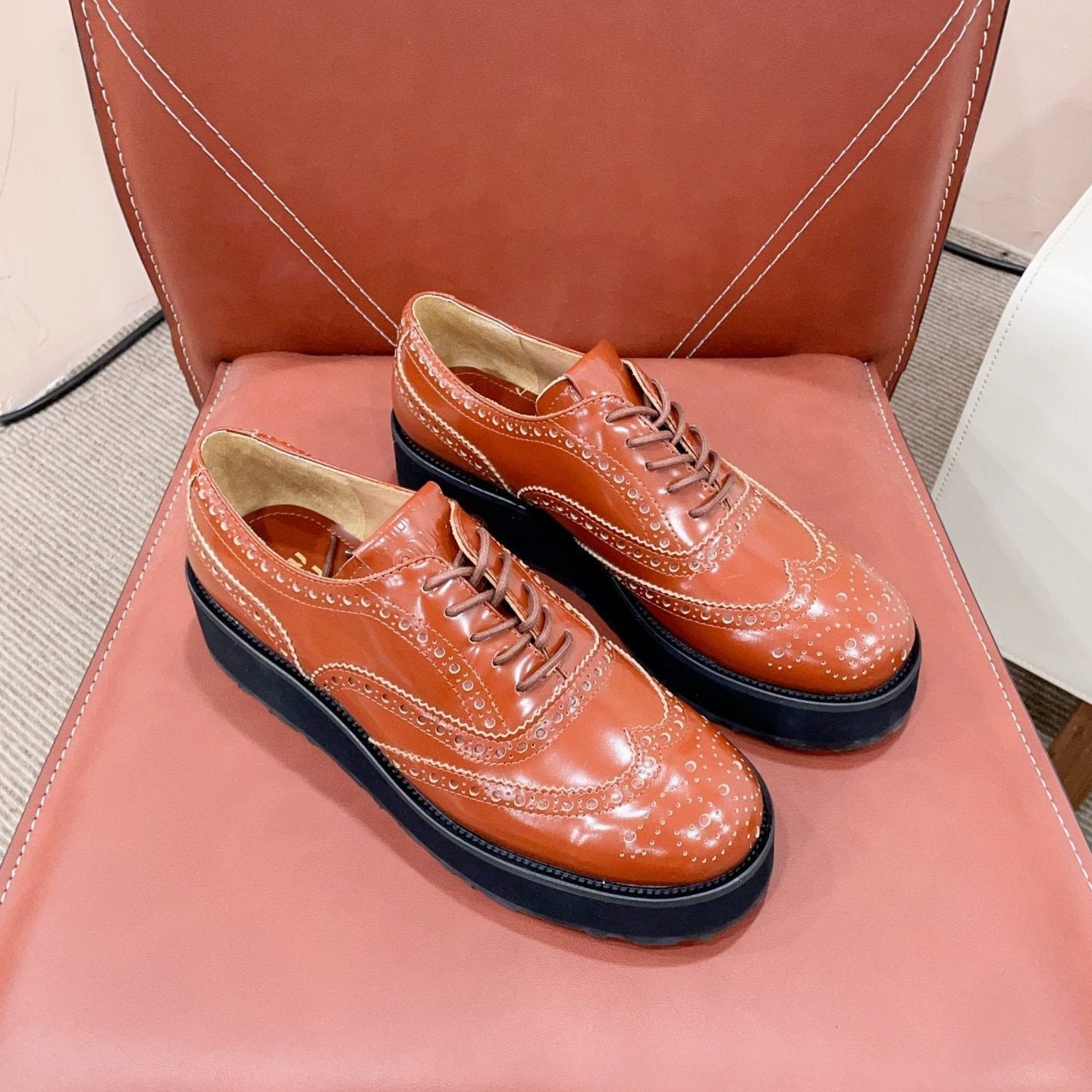 Miu-Church's Lace-Ups Cocoa Brown Glossy Nubuck Leather