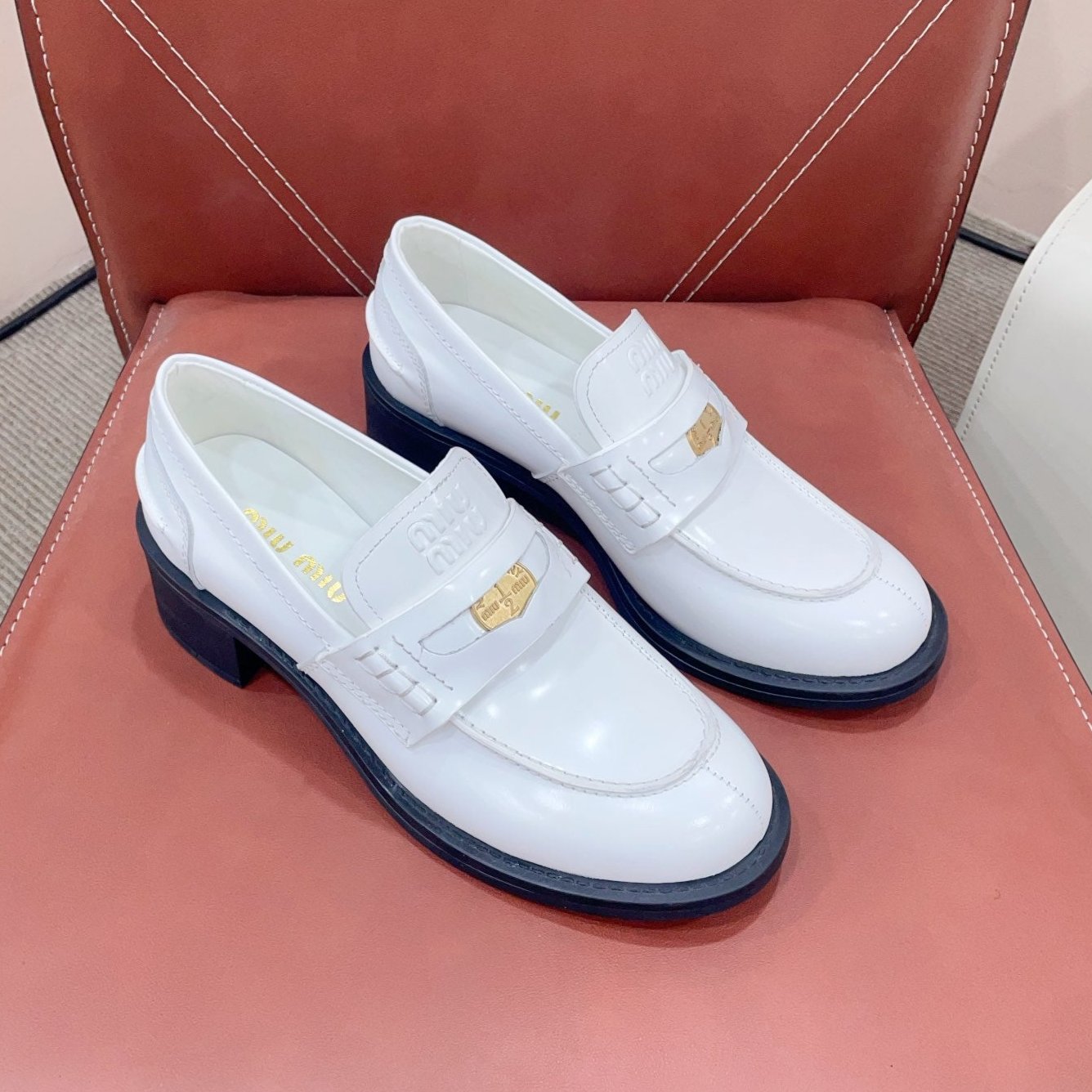 Miu Loafers White cowhide