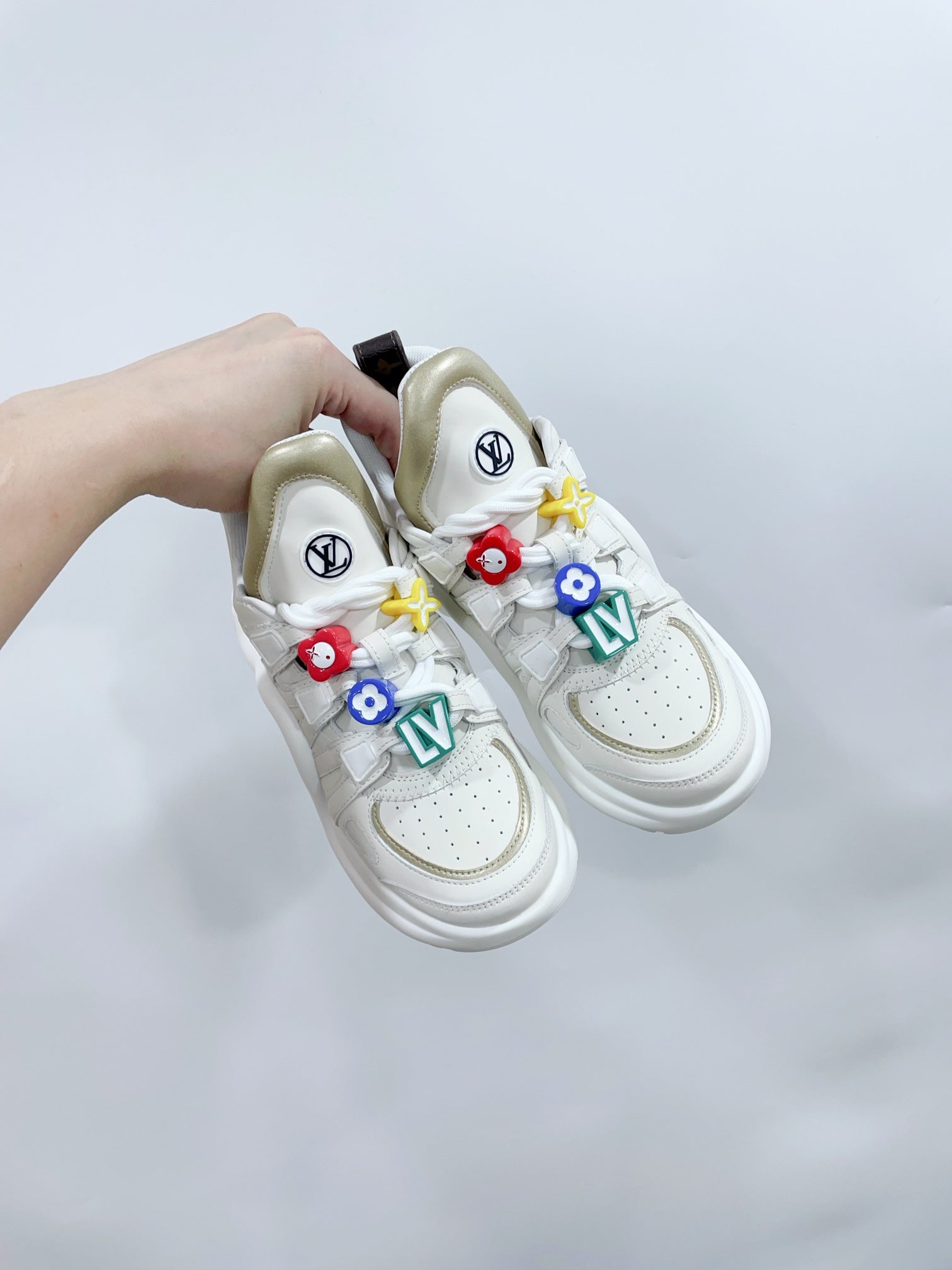 LV Archlight Sports Shoes White With Beige Border Calfskin