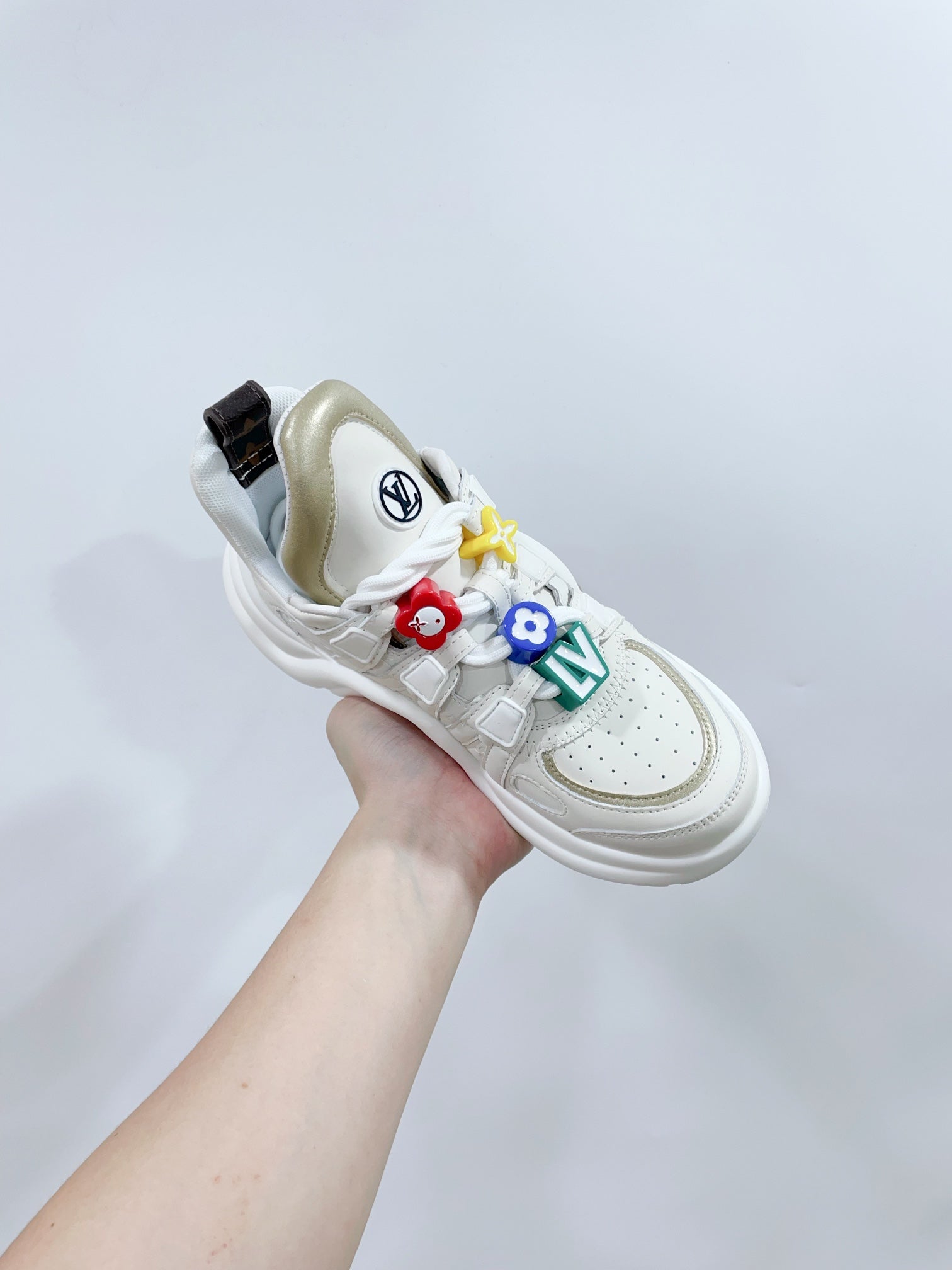 LV Archlight Sports Shoes White With Beige Border Calfskin