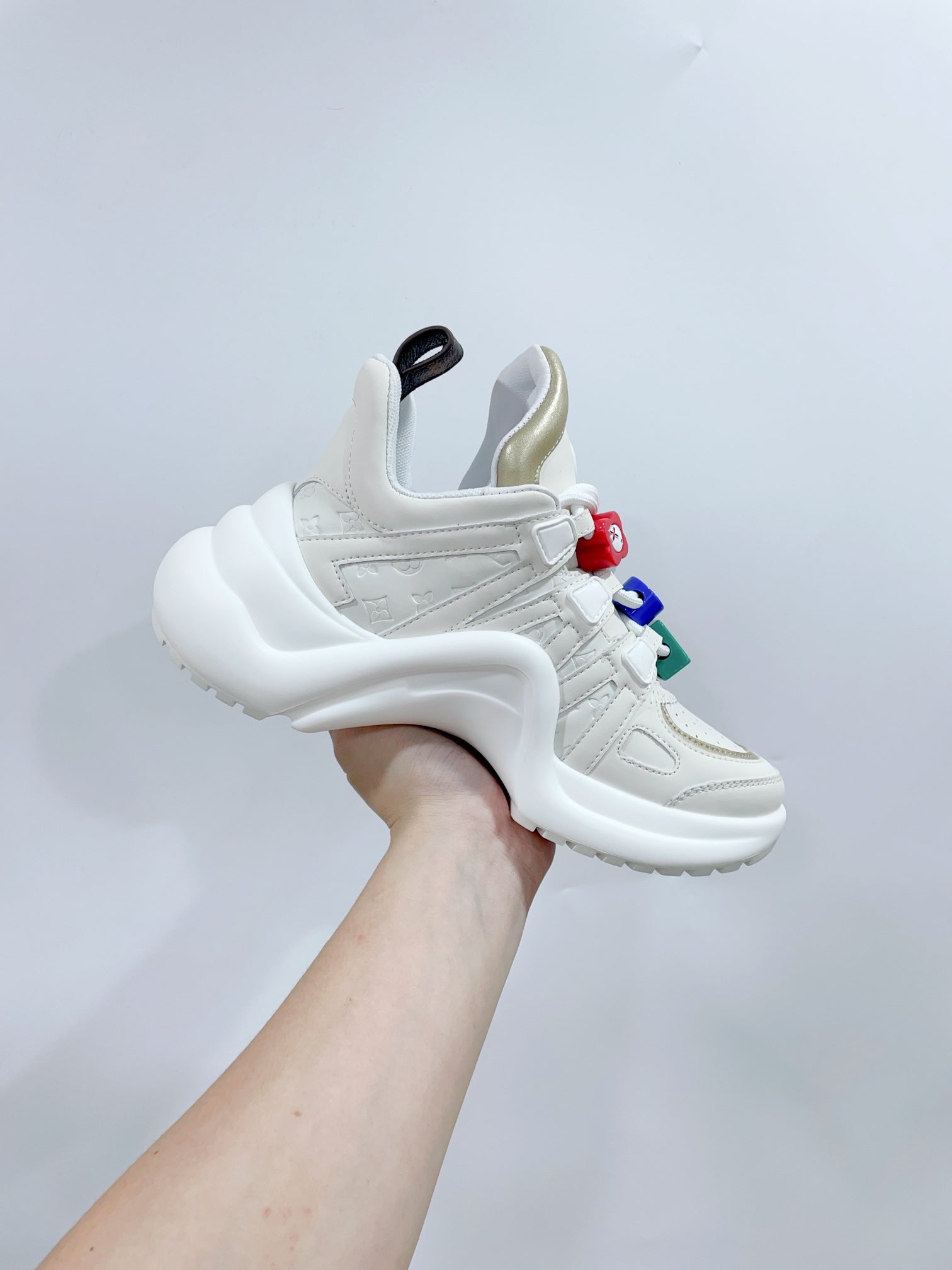 LV Archlight Sports Shoes White With Beige Border Calfskin