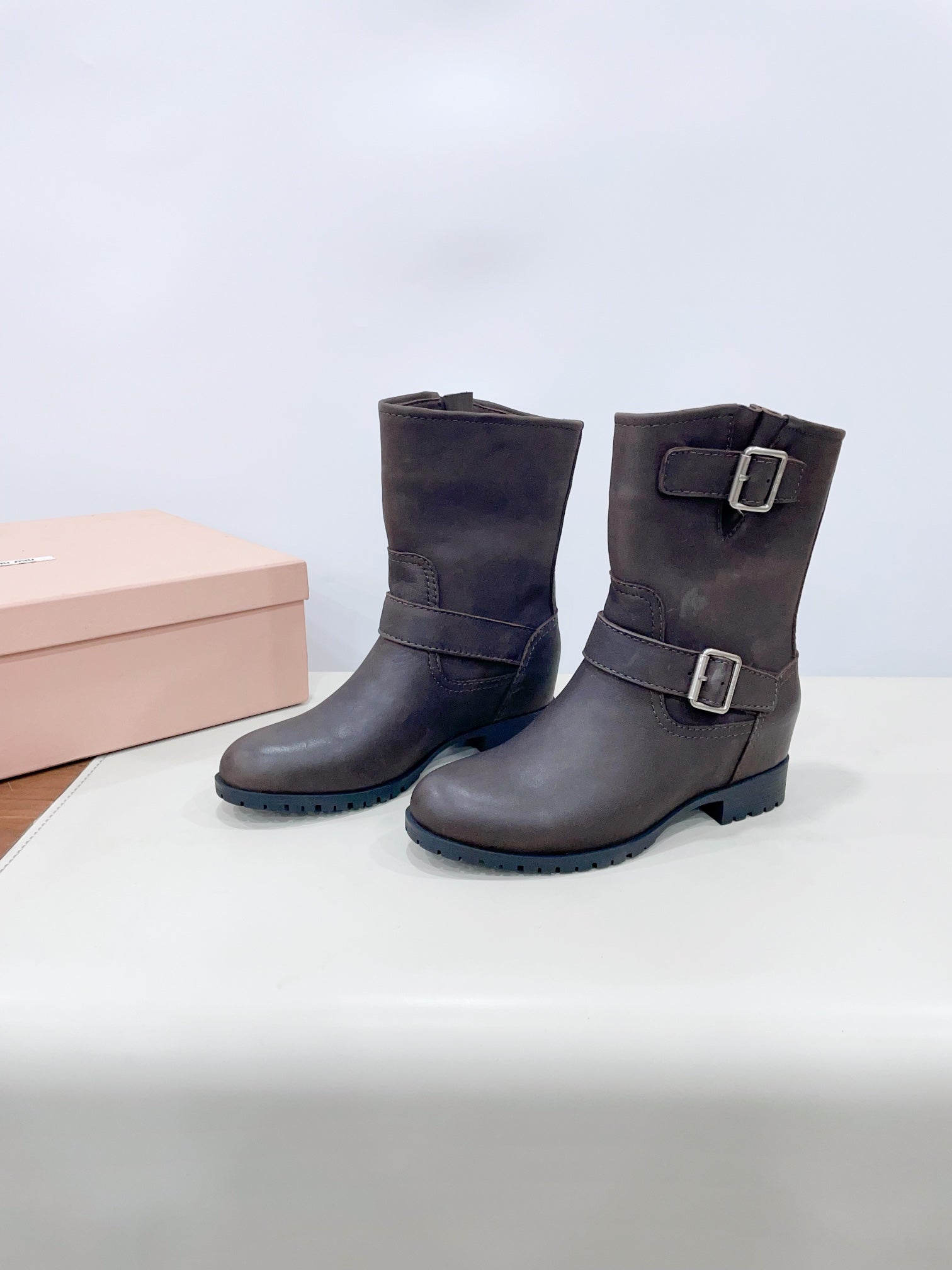 Miu Short Boots Dark Moccha Calfskin