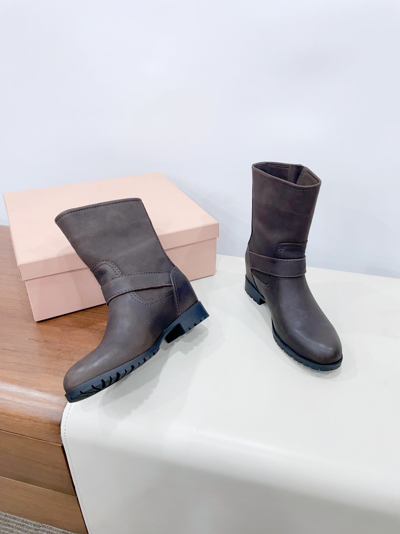 Miu Short Boots Dark Moccha Calfskin