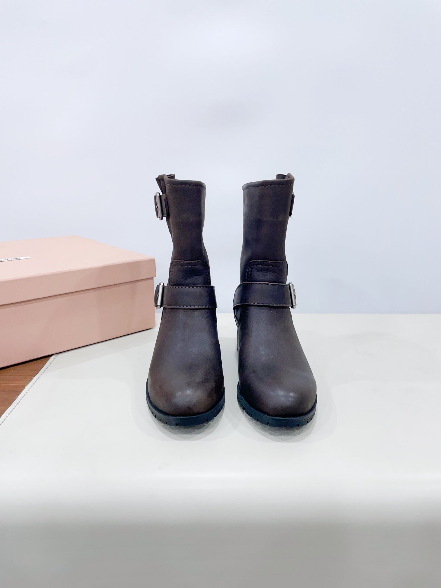 Miu Short Boots Dark Moccha Calfskin