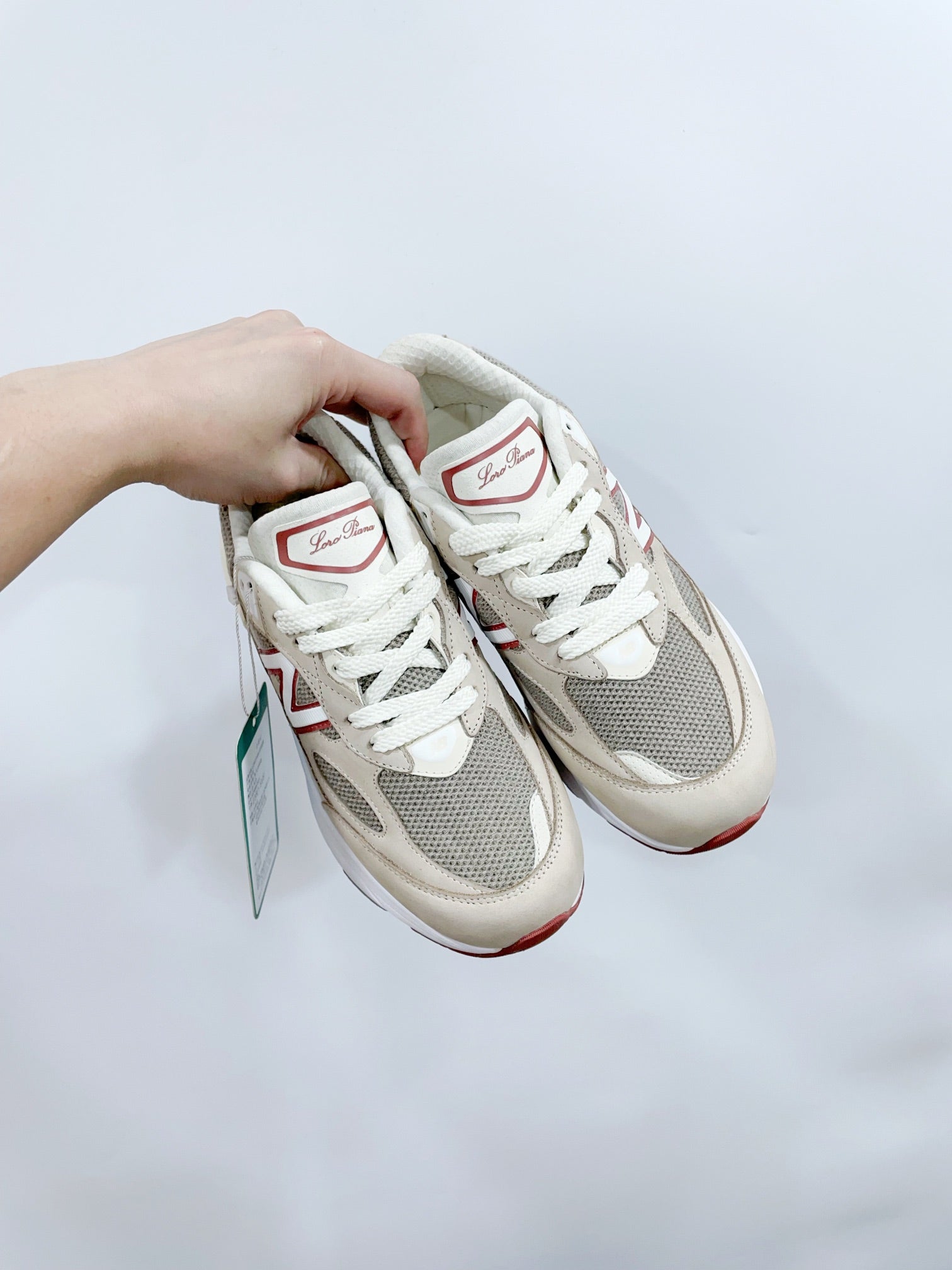 LP x NB 990v6 Sneaker 45mm white grey pink suede and mesh fabric