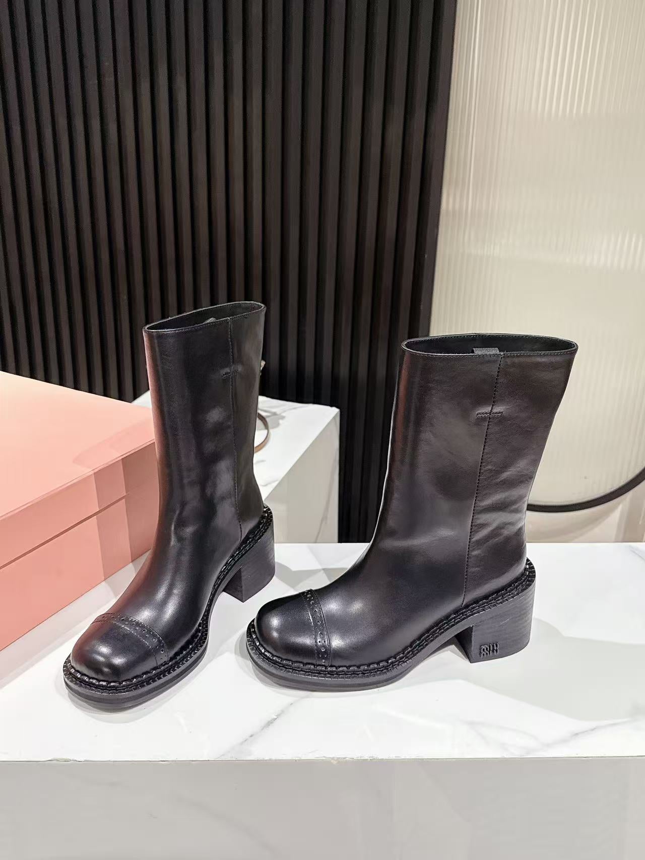 Miu Miu 2026 Boot 50mm Black Calfskin 621334