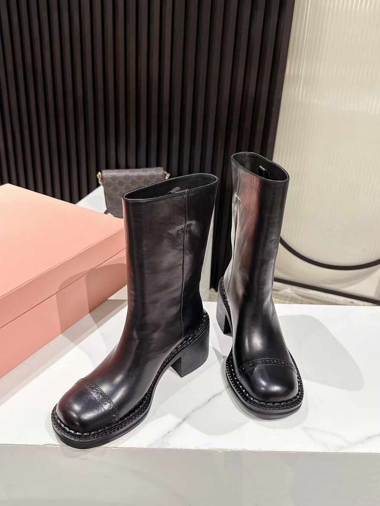 Miu Miu 2026 Boot 50mm Black Calfskin 621334
