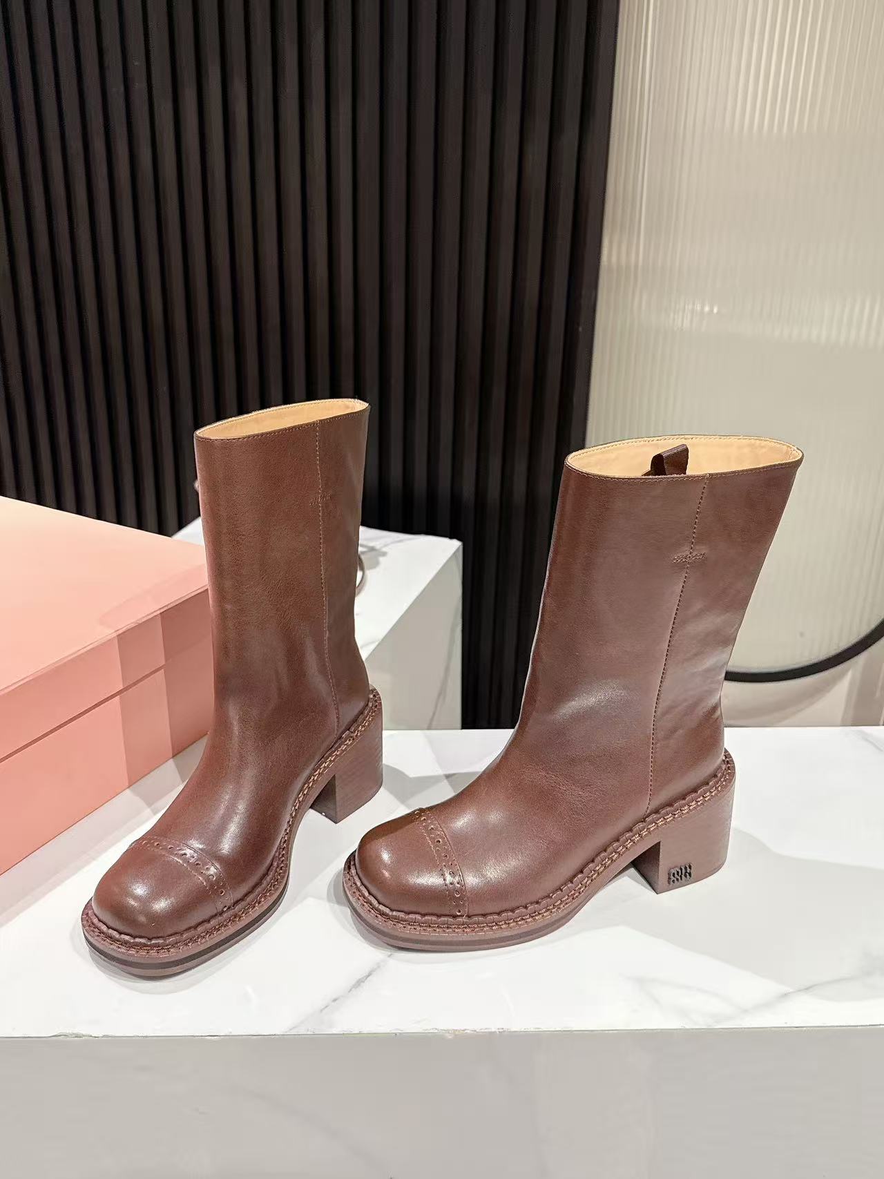 Miu Miu 2026 Boot 50mm Brown Calfskin 621335
