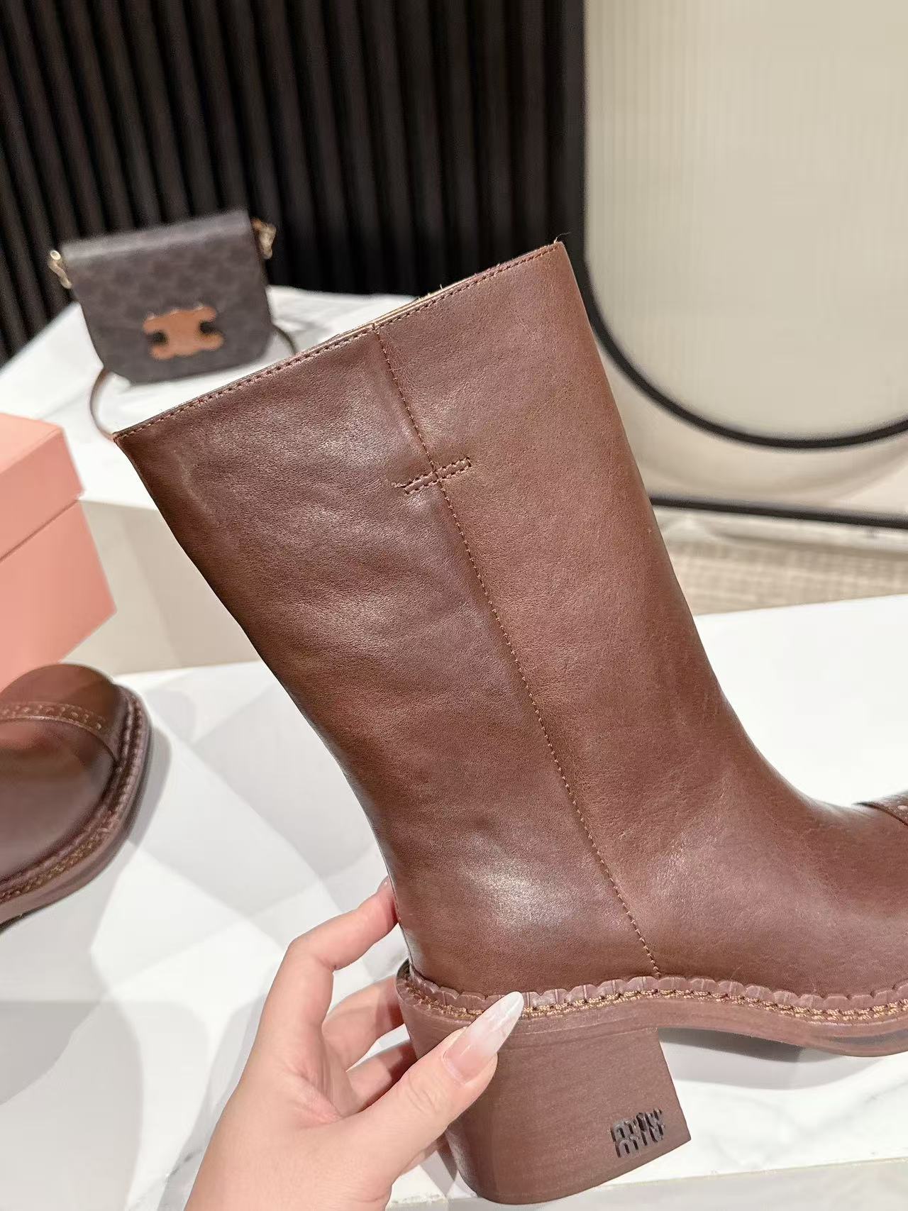 Miu Miu 2026 Boot 50mm Brown Calfskin 621335